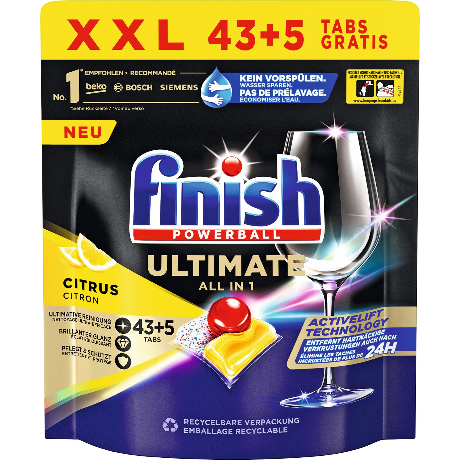 Finish Powerball Spülmaschinentabs Ultimate All-in-1 Lemon 48 Tabs