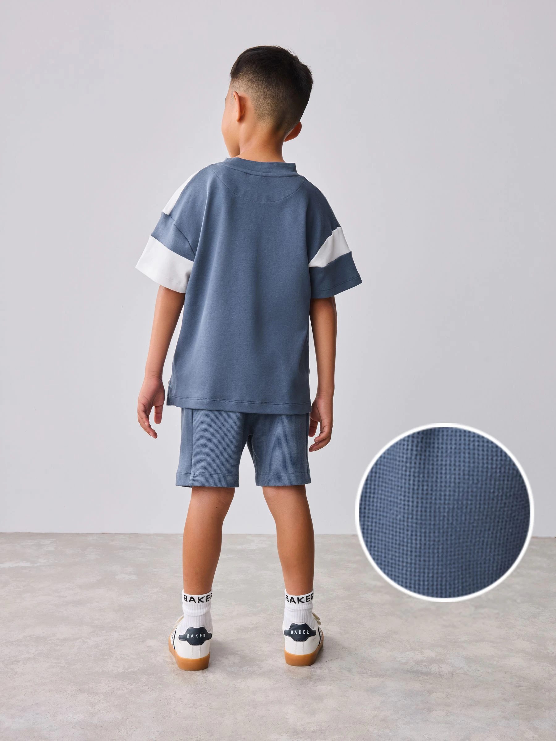 Blauw - Baker by Ted Baker Colourblock Varsity T-Shirt and Shorts Set