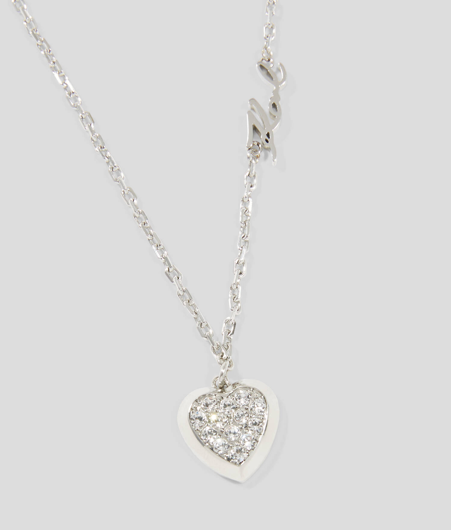 Collier à breloque en forme de cœur pavé - Argent