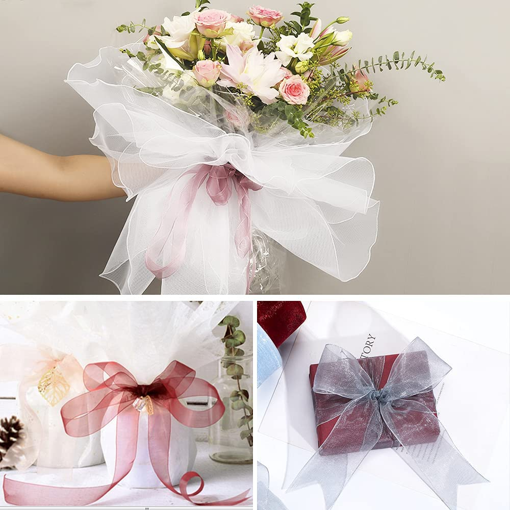 (4cmx10m) Geschenkband Organza Deko Band - Weiss