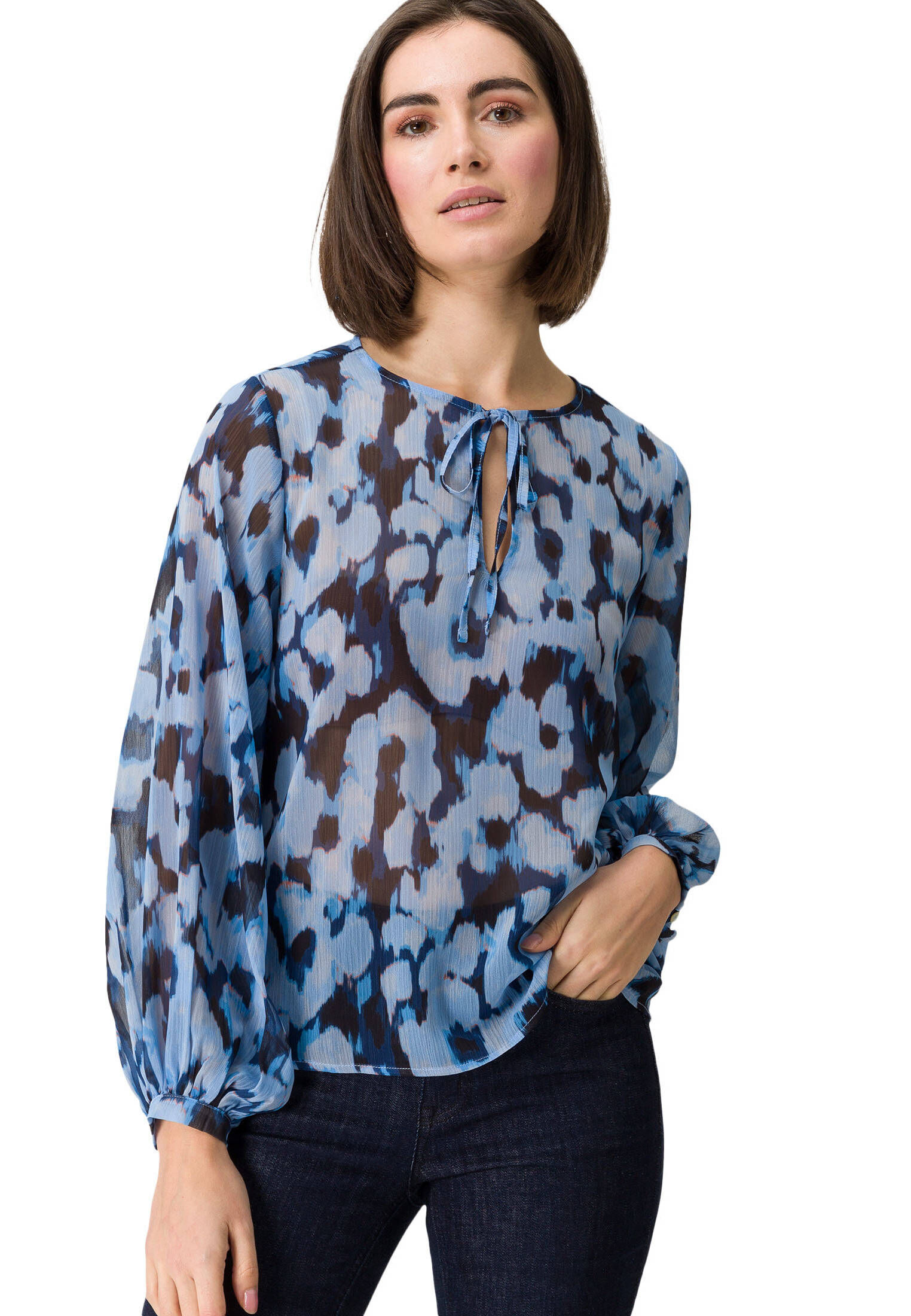 zero| Damen Chiffonbluse mit Print