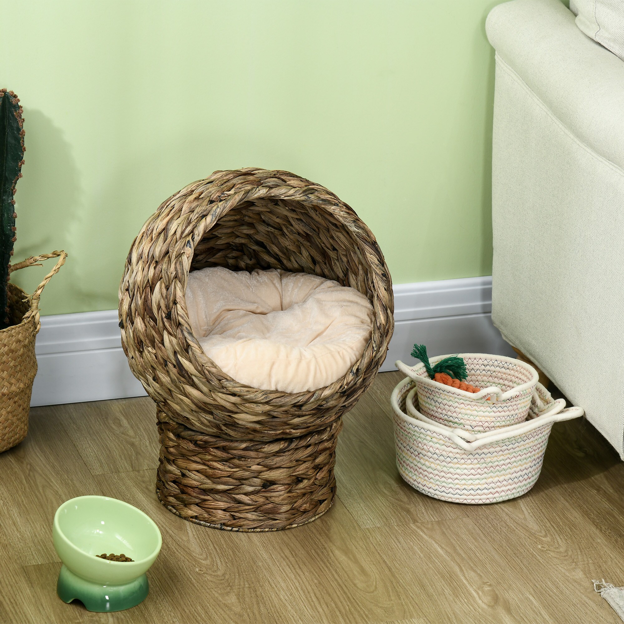 PawHut Katzenkorb mit Kissen 42 x 33 x 52 cm (LxBxH)