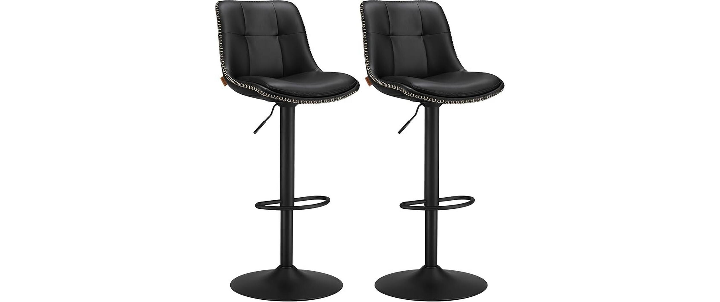 Barhocker 2er Set 48 x 90 cm/112 cm, Schwarz<br>Stabile Barstühle aus Kunstleder