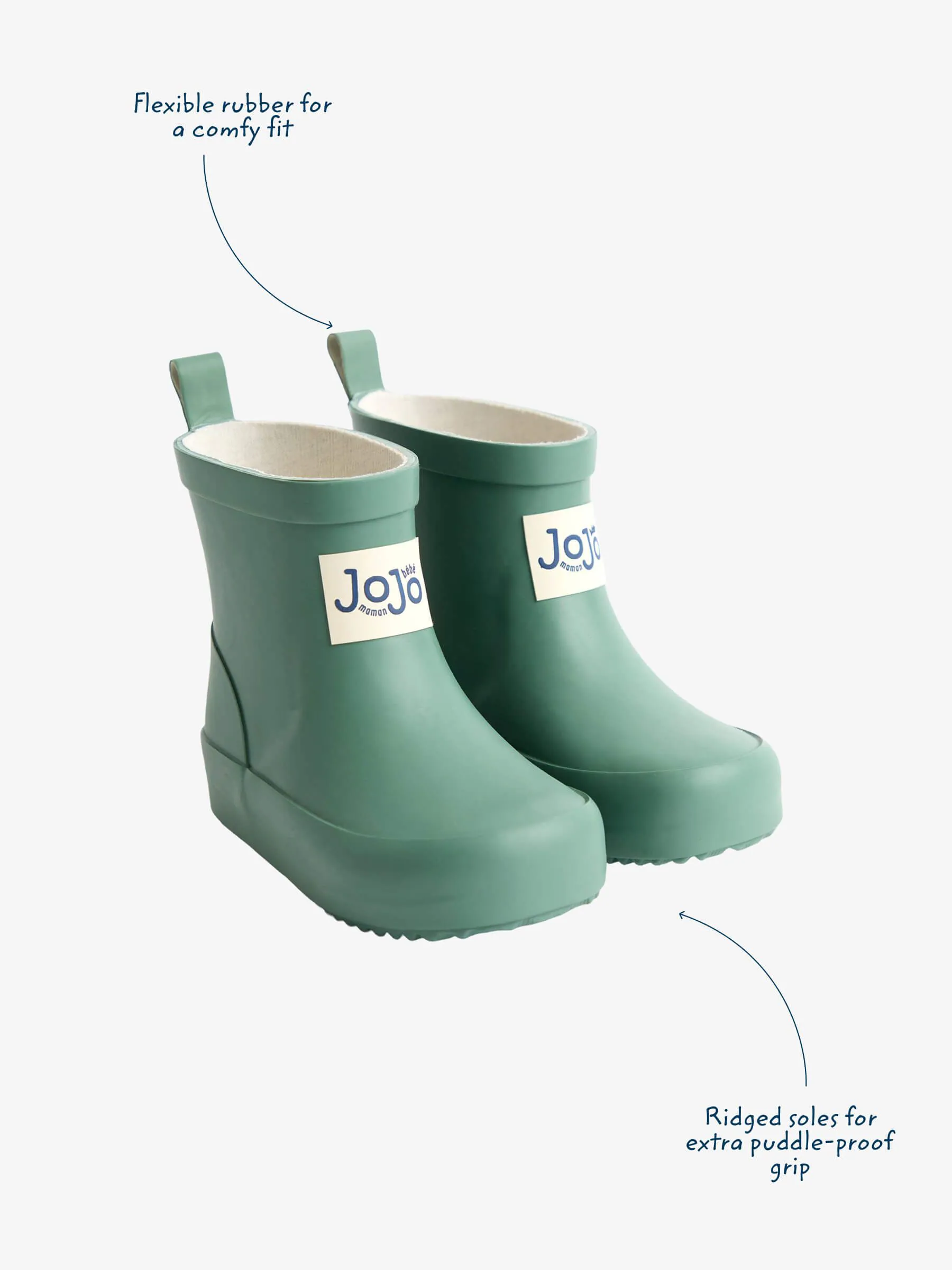 Khaki - JoJo Maman Bébé Short Cosy Lined Wellie Boot