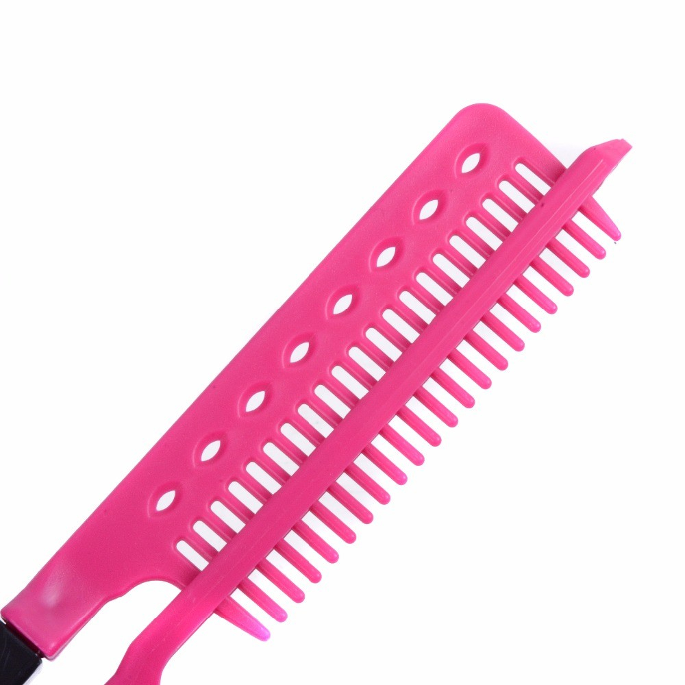 (24cm) Doppelseitiger Friseur Kamm Haar Styling Glättkamm - Pink / Schwarz