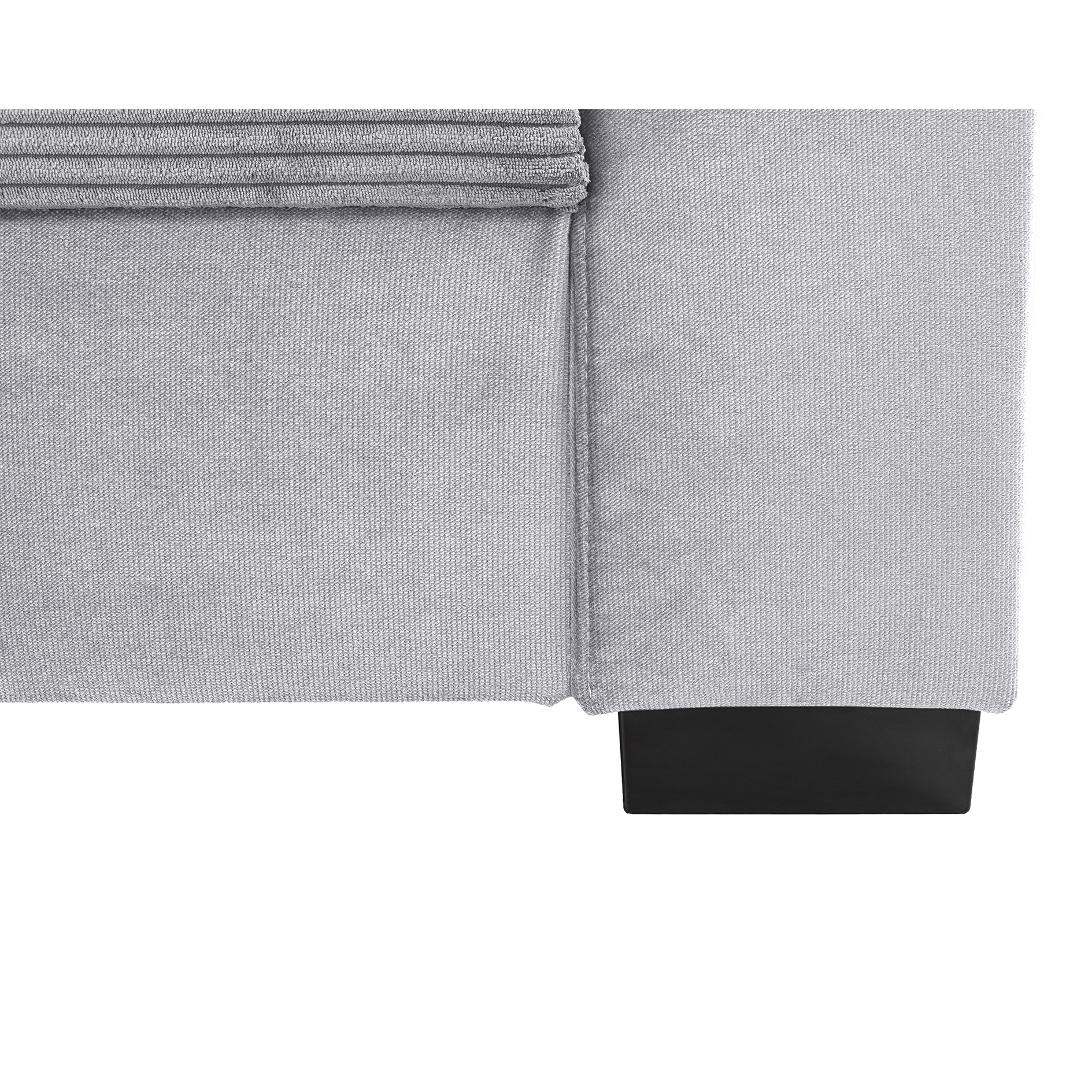 Ecksofa - hellgrau - Cord - Ottomane rechts