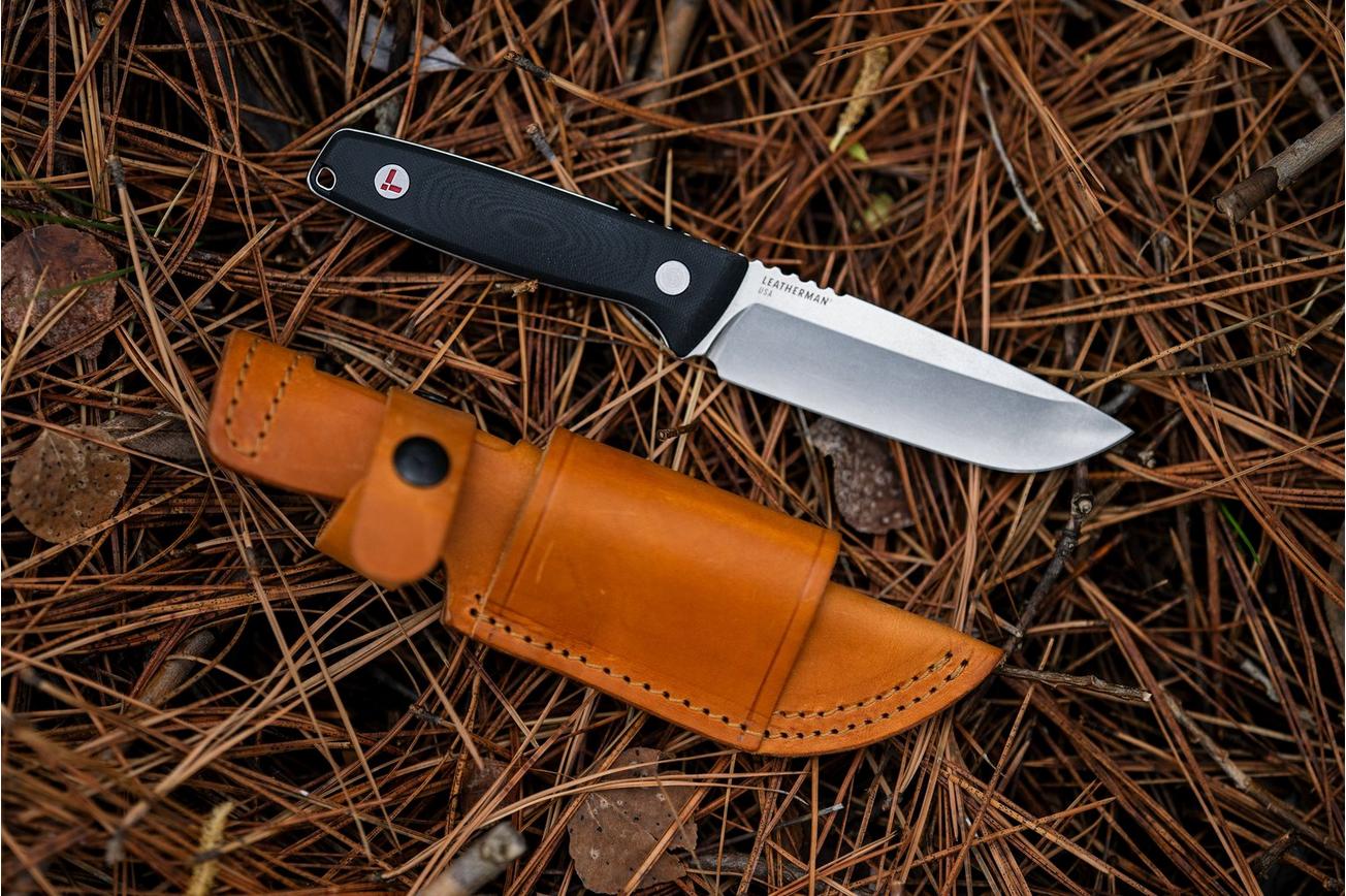 Leatherman Trac 833408 CPM Magnacut, Jet Black G10, bushcraftmes, lederen foedraal