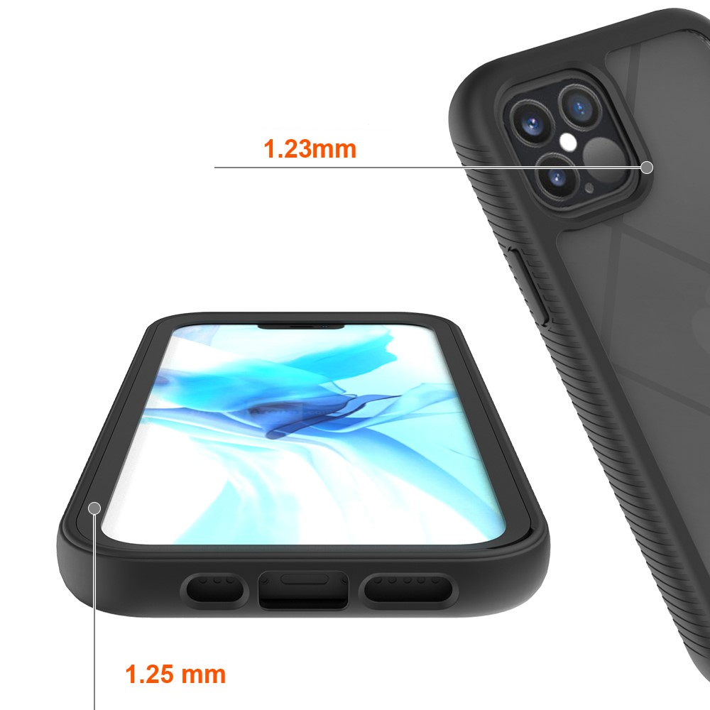 iPhone 12 Pro / iPhone 12 Hybrid 2in1 Hülle Shock Proof   Acryl Rückseite - Schwarz