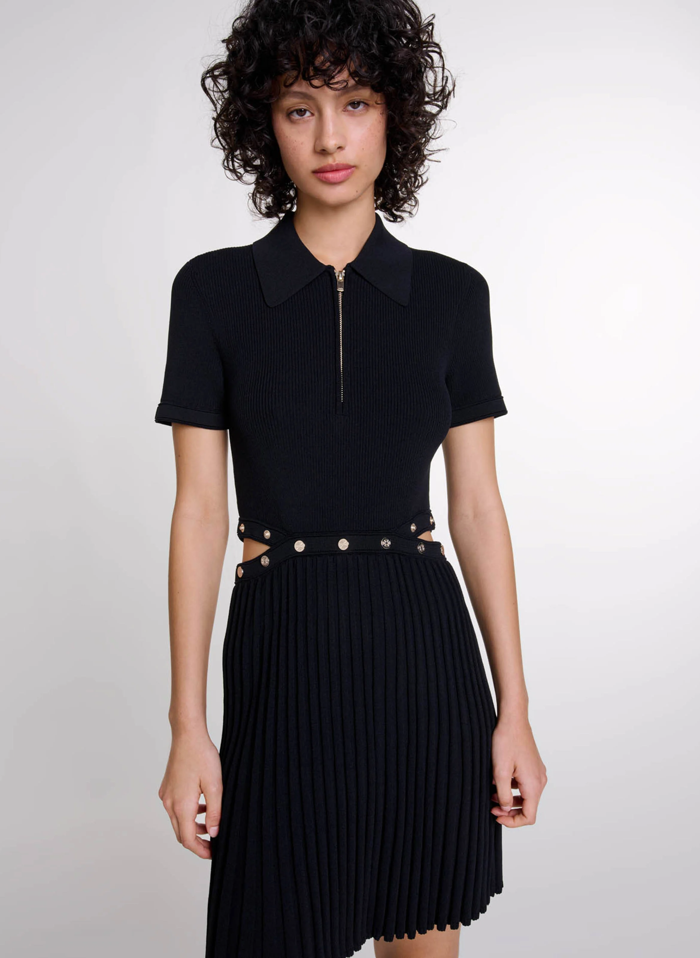 Robe courte col classique| Noir