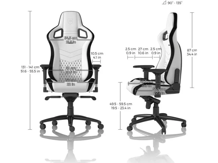 noblechairs Epic, Polstret sæde, Polstret ryglæn, Sort, Hvid