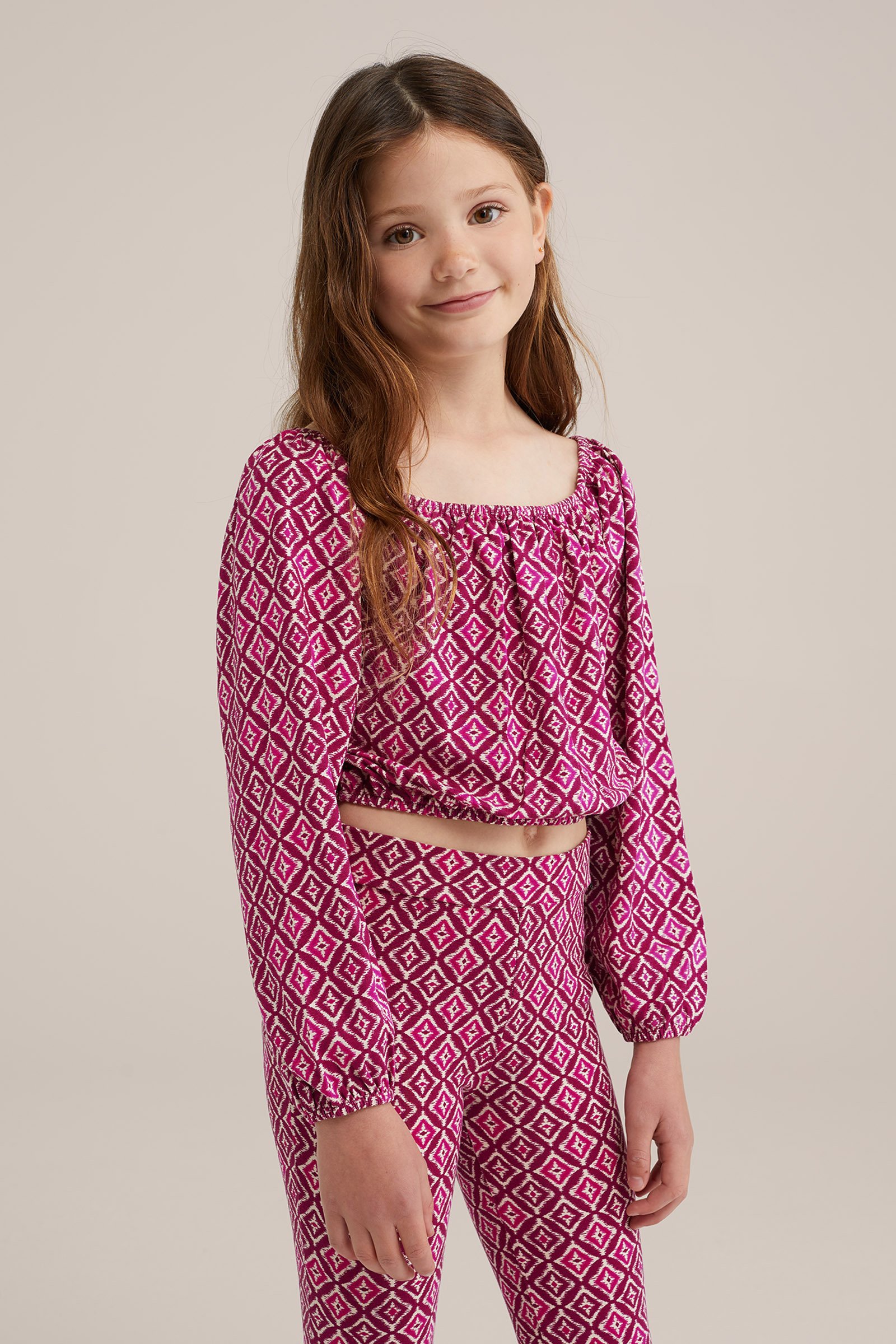 Meisjes T-shirt met opdruk WE Fashion Roze