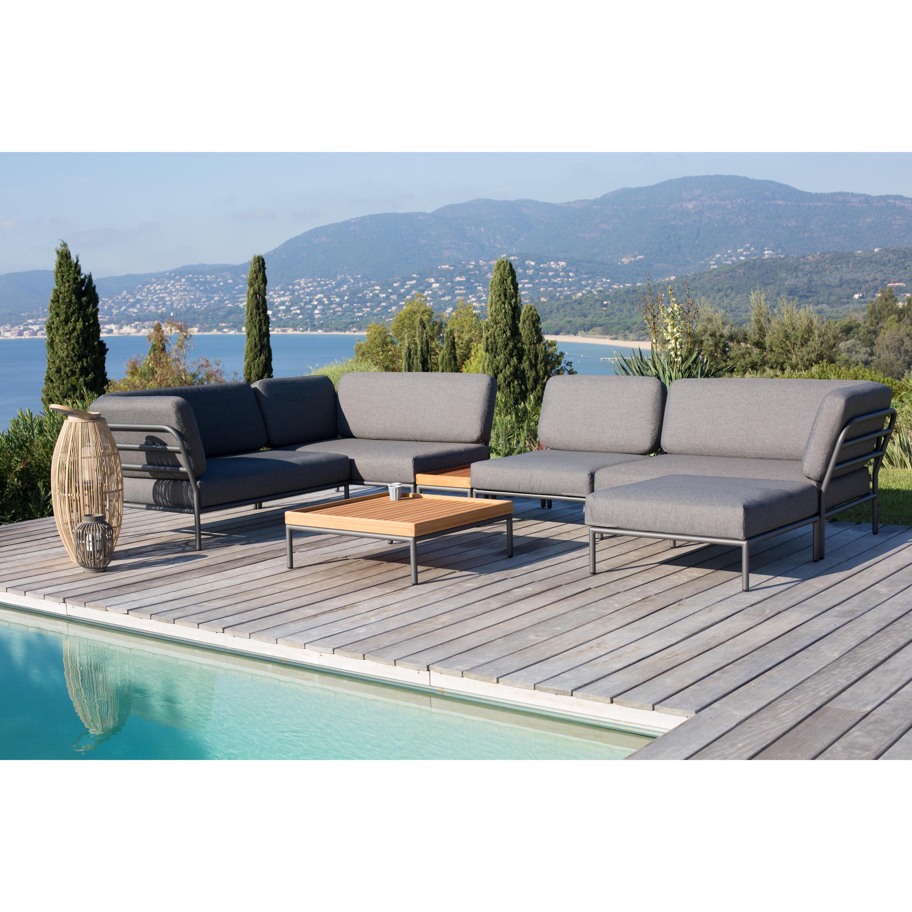 Level Chaise Longue ligbed frame donkergrijs stof char