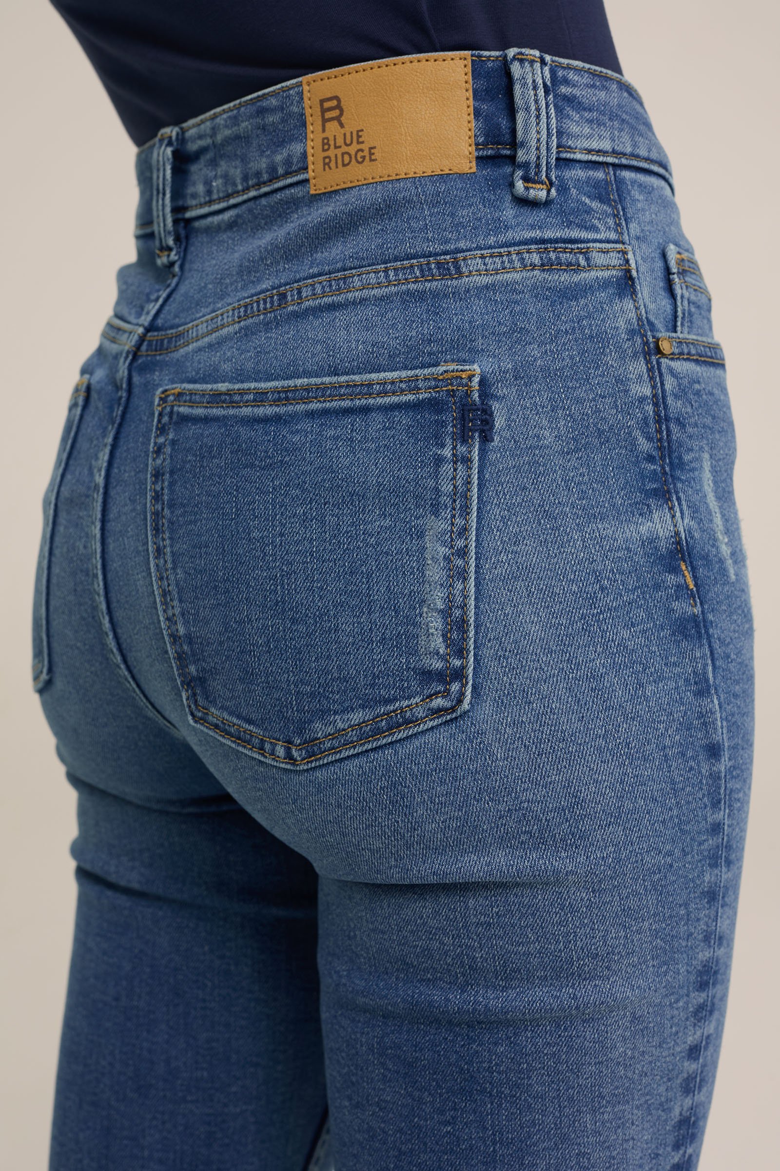 high rise skinny fit jeans met stretch Blue Ridge Blauw