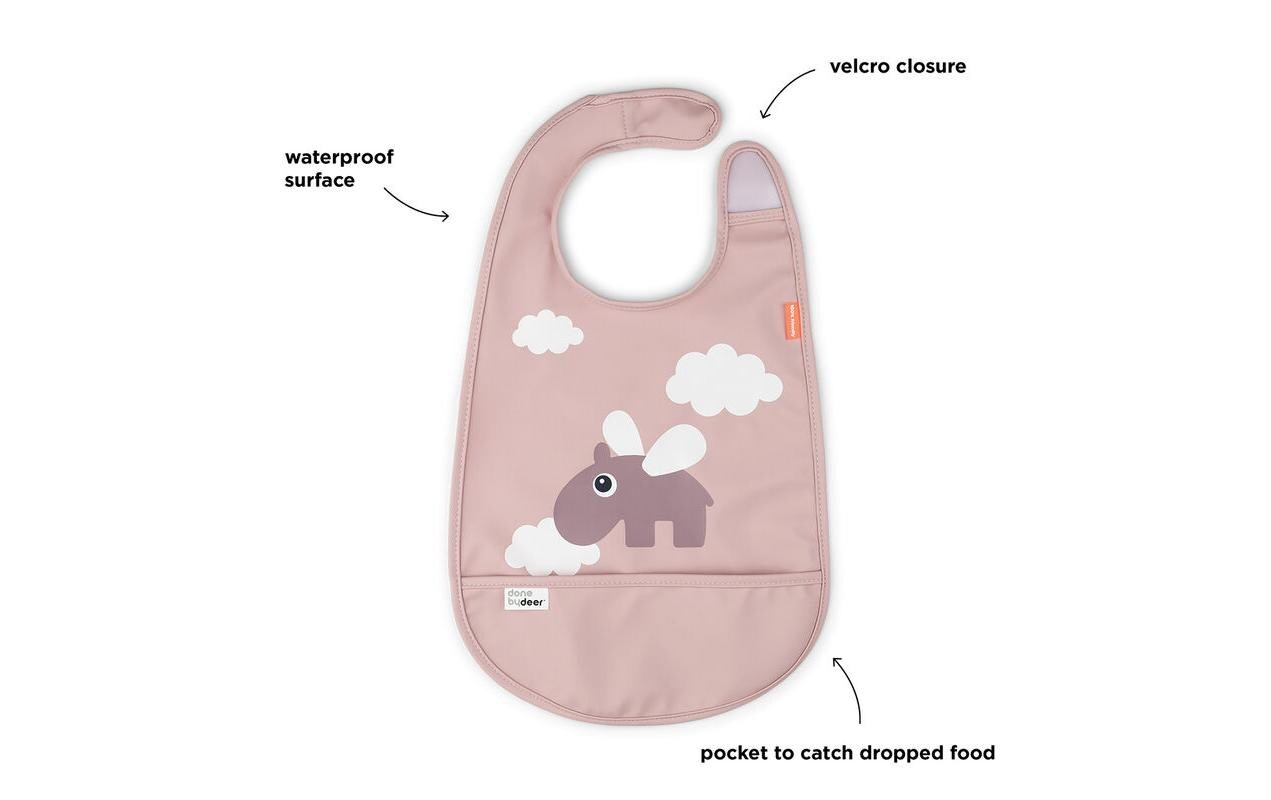 Lätzchen Happy Clouds Rosa 42 x 26.5 cmWasserfestes Lätzchen mit Klettverschluss
