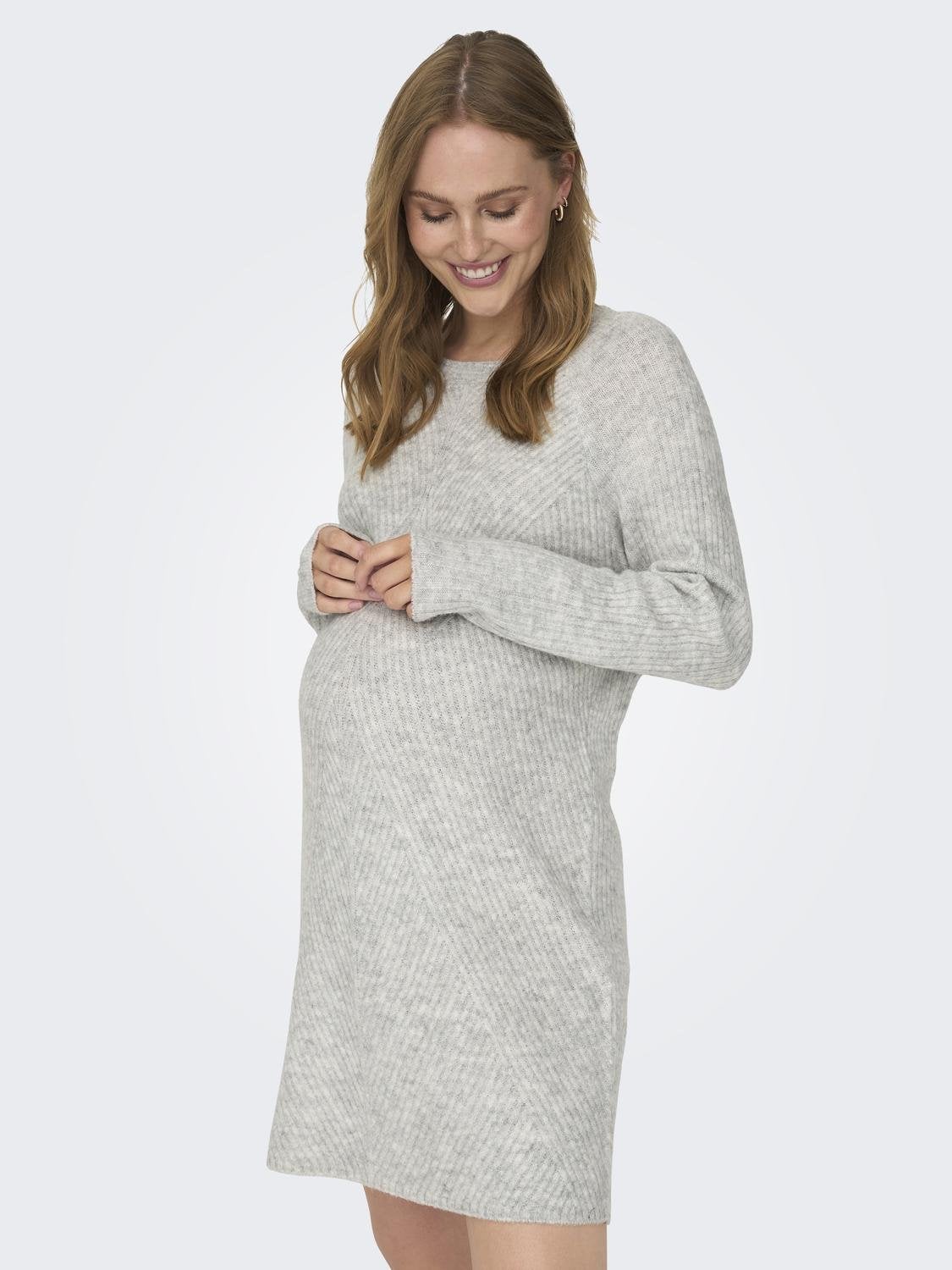 OLMCAROL Langes Kleid Light Grey Melange