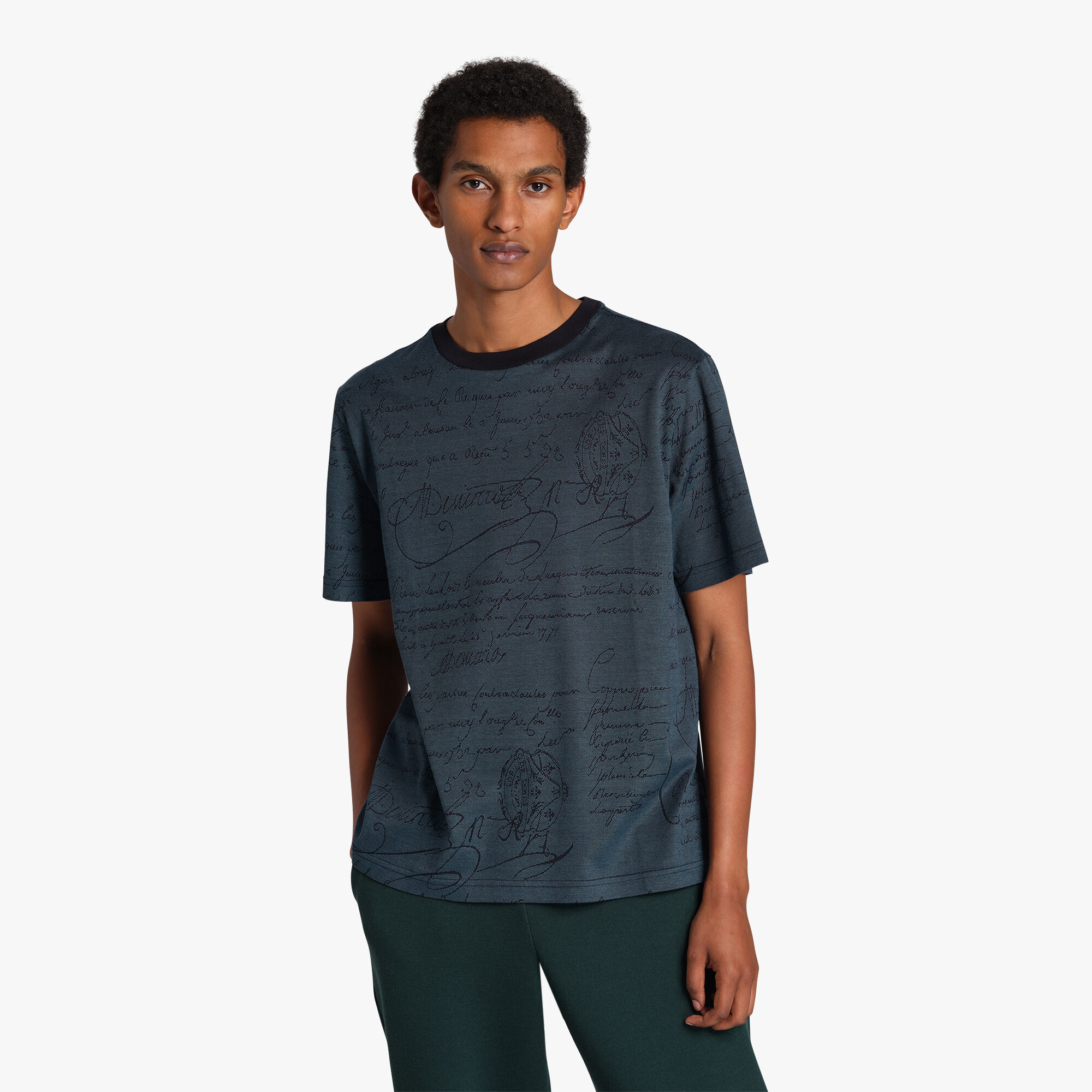 T-Shirt En Jacquard Scritto All-Over