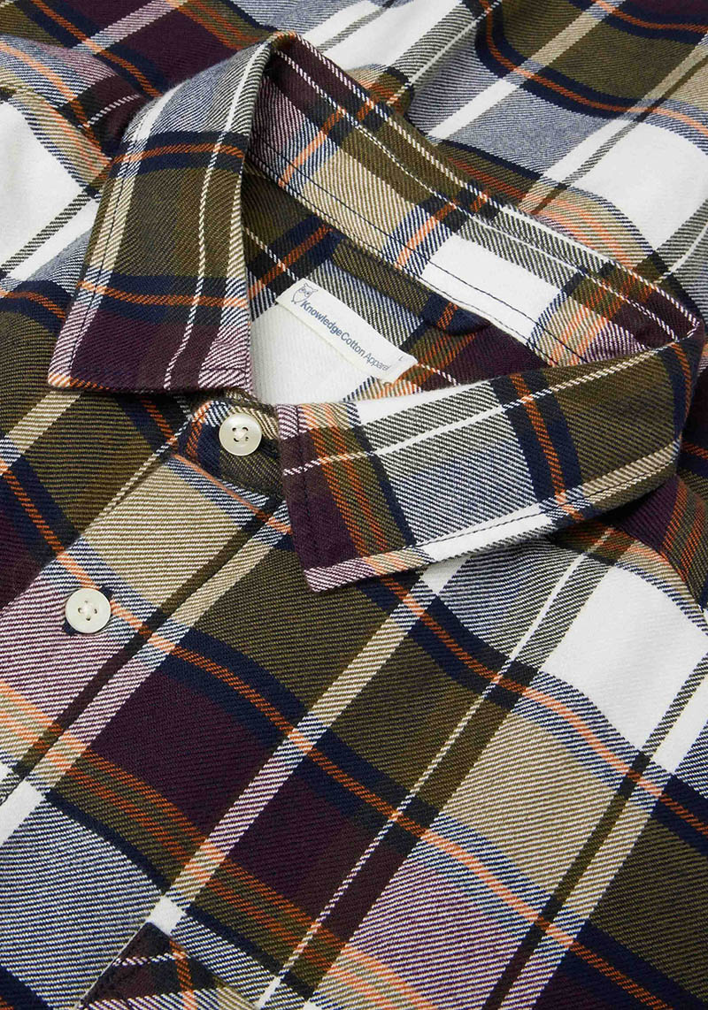 Knowledge Cotton Apparel Flanellhemd Light Flannel Checkered Blue Check