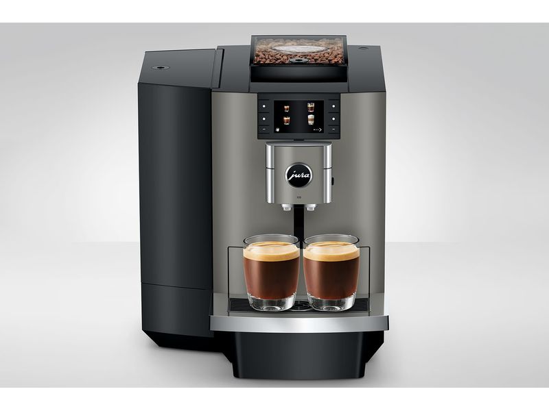 JURA Kaffeevollautomat X10 Dark Inox (SA) Kompakter Kaffeevollautomat mit 35 Kaffeespezialitäten und One-Touch-Lungo-Funktion