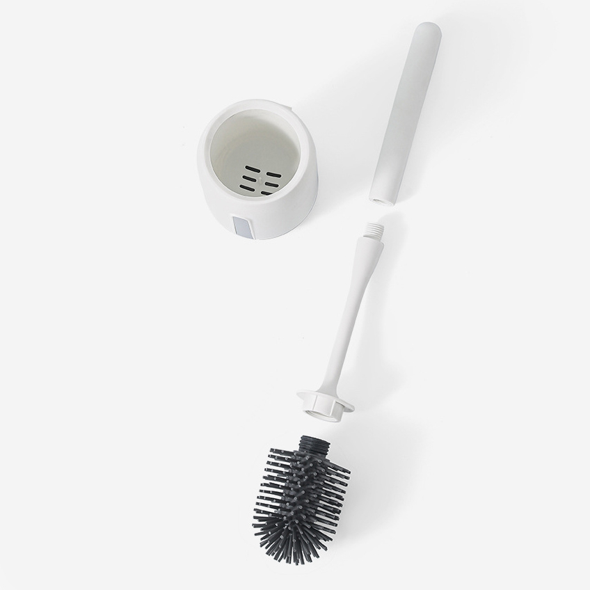 Silikon WC Bürste Toiletten Abfluss Reiniger mit Selbstklebender Wandhalterung   Abfluss - Weiss