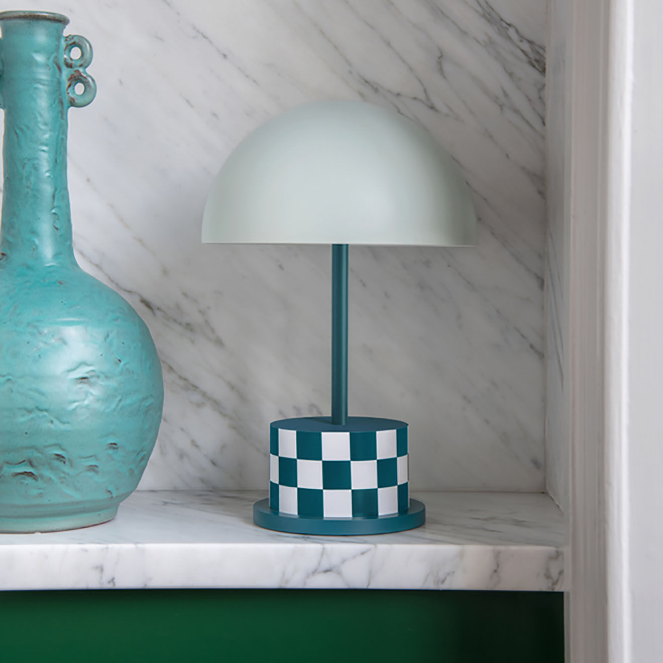 Printworks Lampe Portable Riviera vert/blanc - 19.3x19.3x27.8 cm