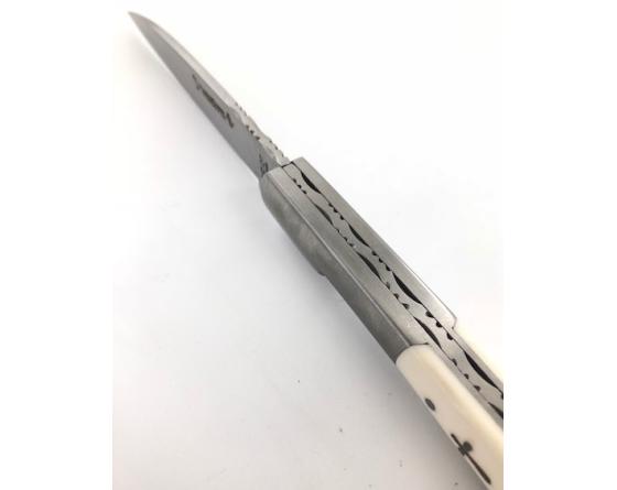 Vendetta 12 cm - Os - Guilloché - 3 croix gravées Couteau de Poche PassionFrance