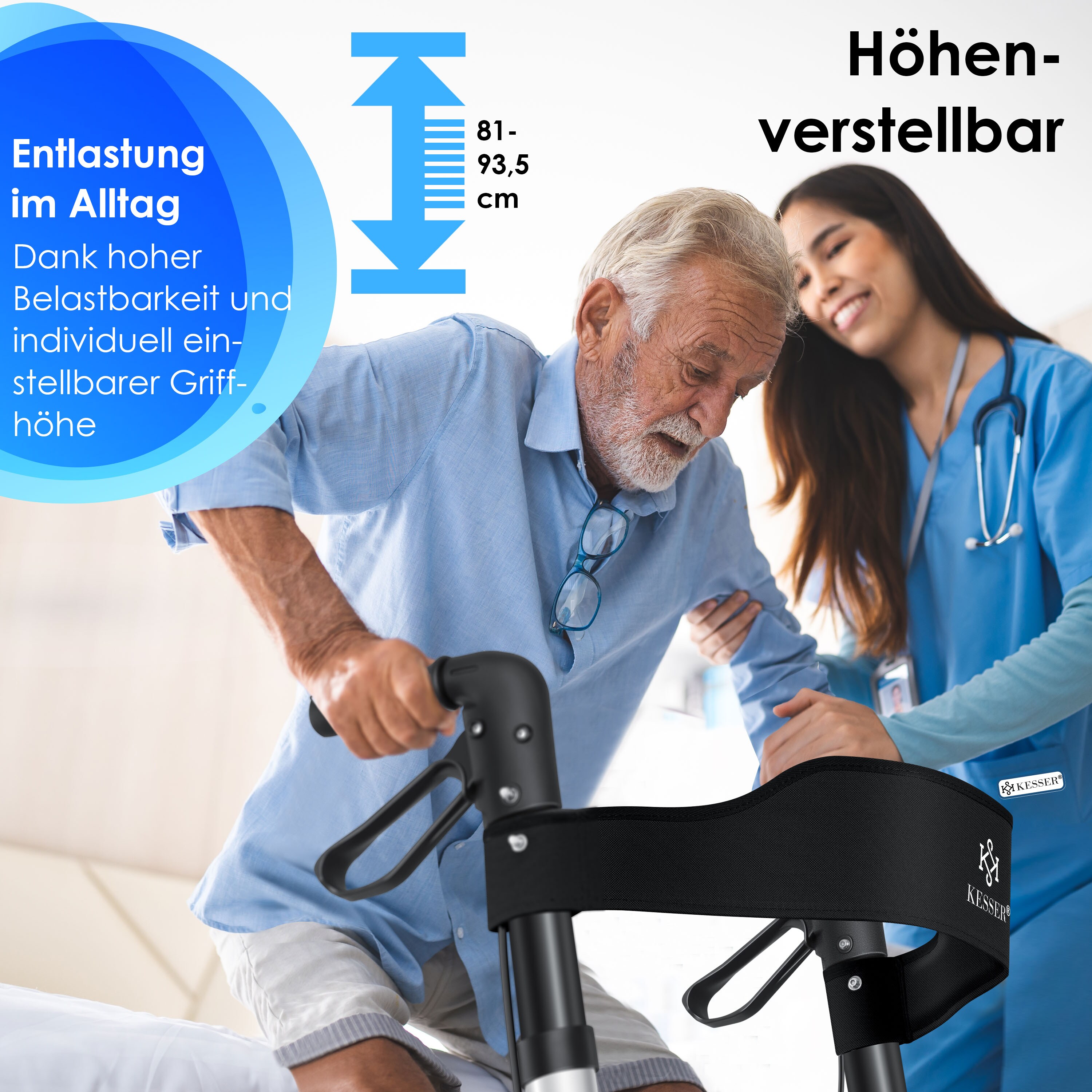 KESSER Rollator Gehwagen Gehhilfe klappbar Alu-Rollator Leicht Laufhilfe