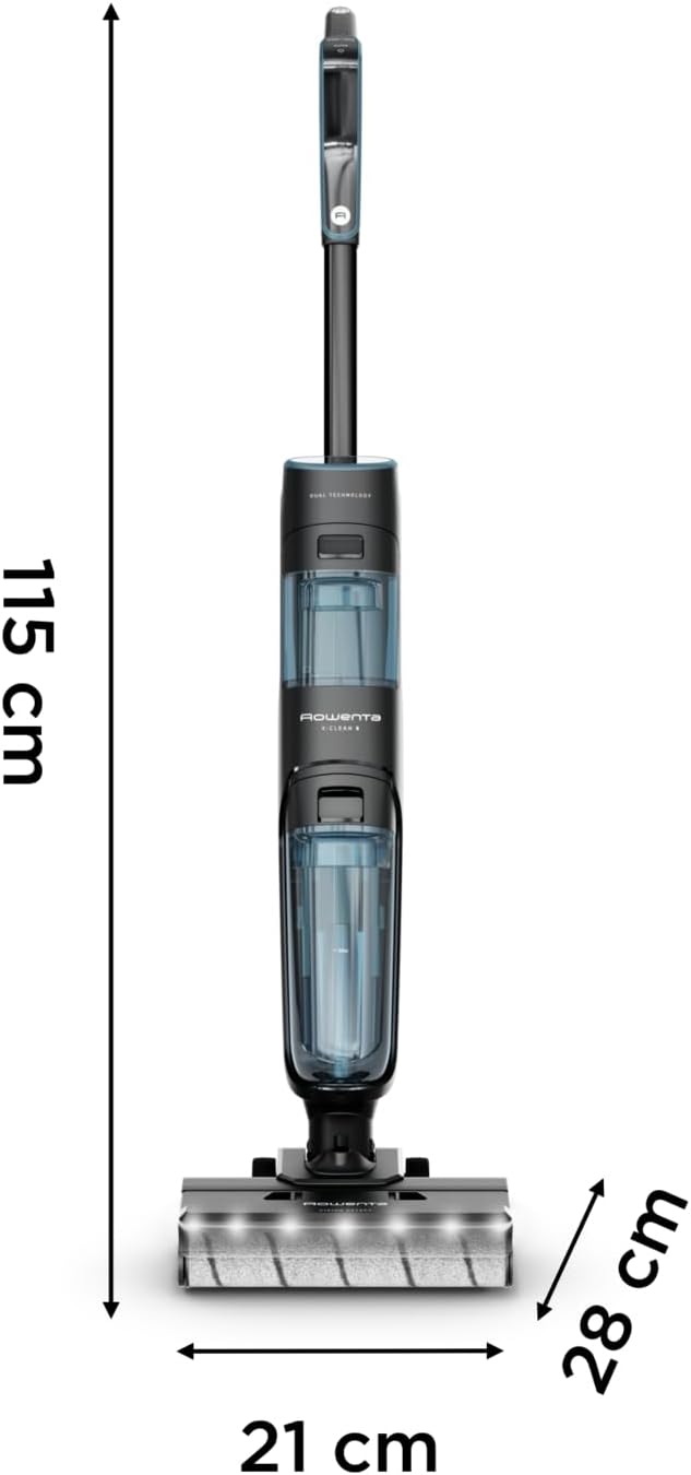 Rowenta X-Clean 5 kabelloser Akku-Nass-Trockensauger, selbstreinigend, nur 1,1 kg in der Hand, Sprachassistenz, LED-Anzeige, 170 Watt, 50 Min. Laufzeit, Schwarz/Blau, GZ5555EE