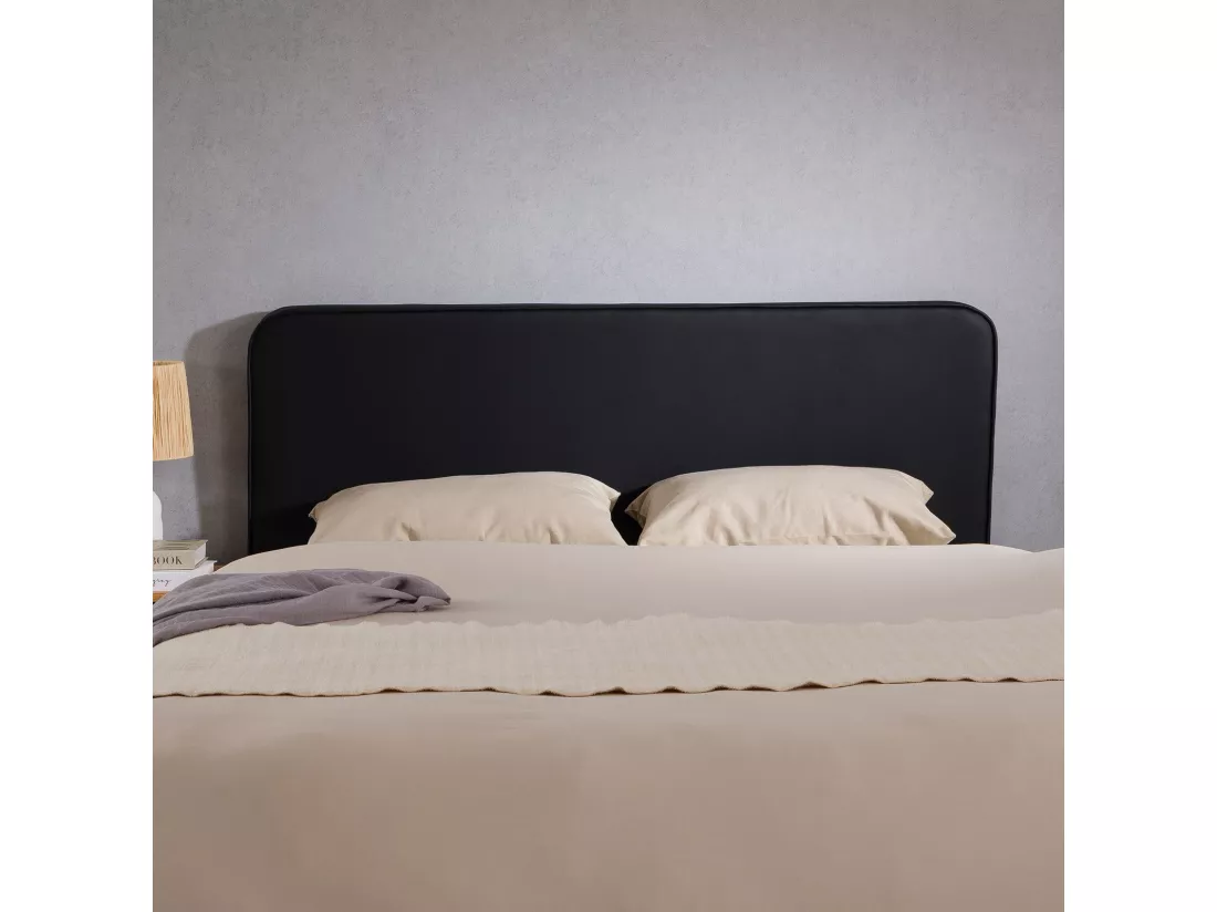Tête de lit CELEST 160, Rembourrée, Fixation murale, Design arrondi moderne, Pour lit 160 cm ou moins, Noir