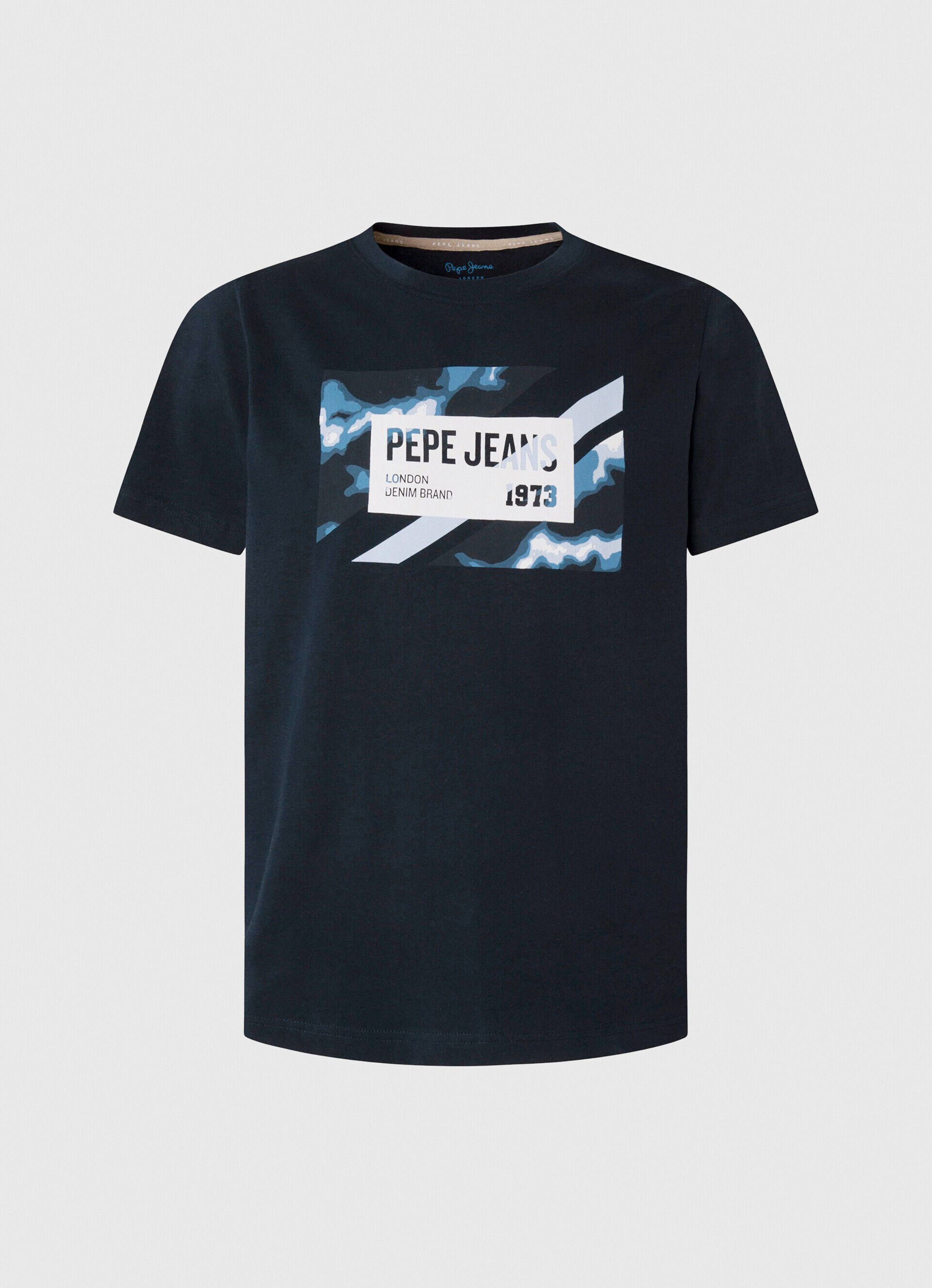 Camiseta de algodão com estampa de bandeira - azul Dulwich