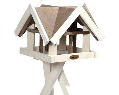 Voederhuisje met antieke afwerking, 37x37x30 cm, wit geglazuurd