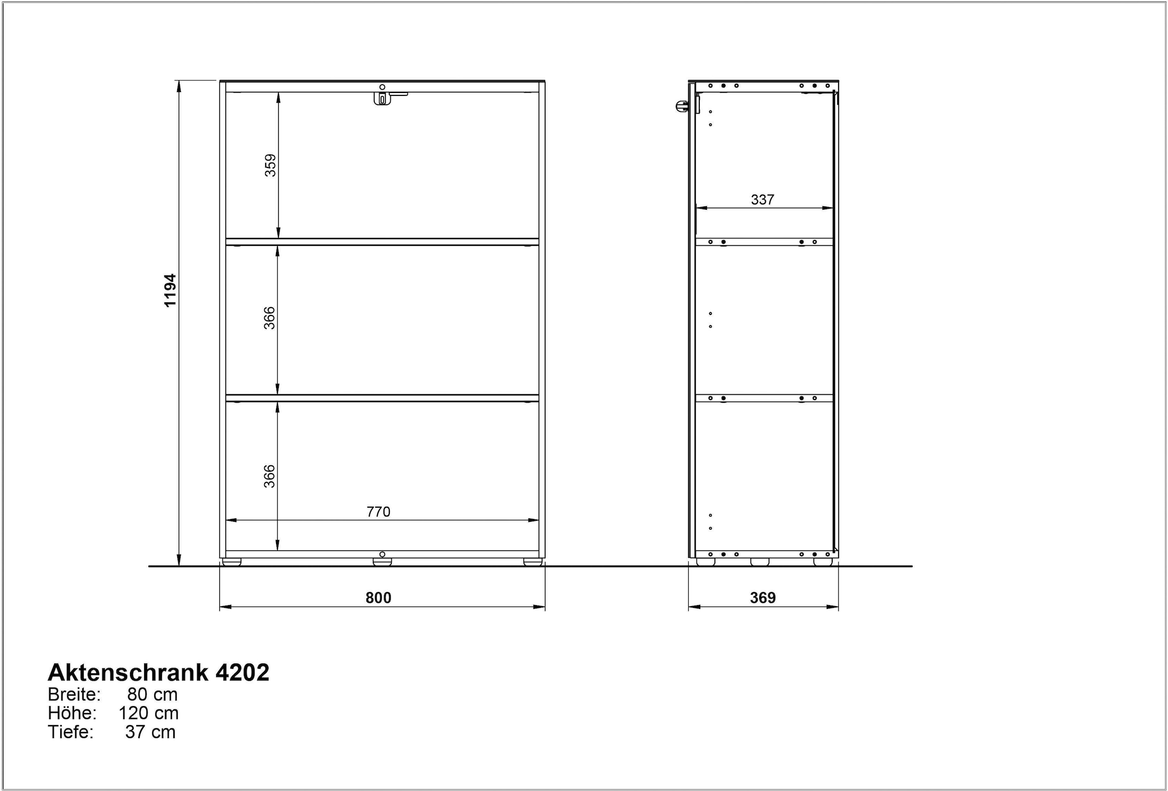 GERMANIA Aktenschrank »GW-Monteria« in 2 Höhen,  Türen mit Glas-Auflage, abschliessbar, Breite 80 cm, Made in Germany