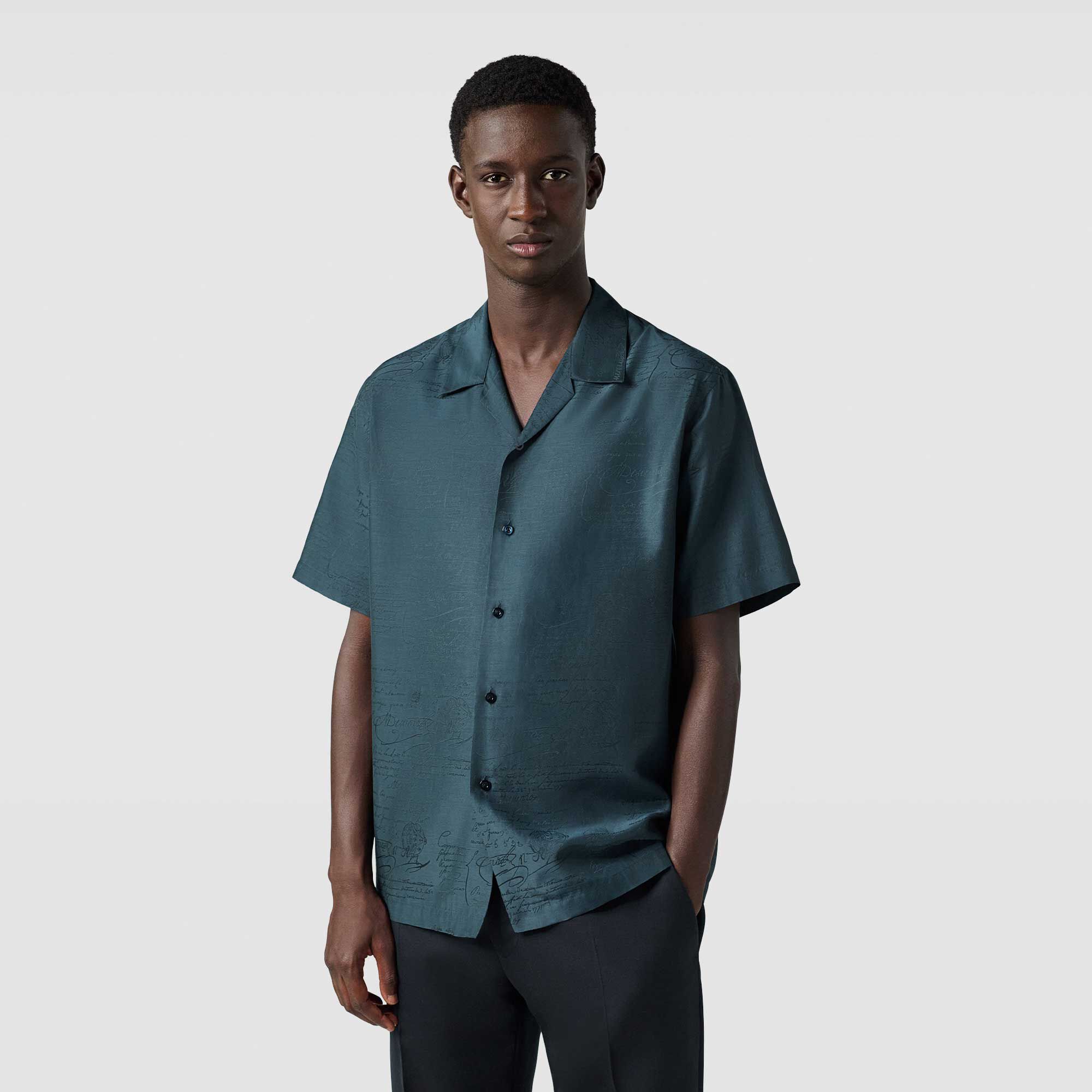 Chemise À Manches Courtes En Coton Et Soie Avec Imprime