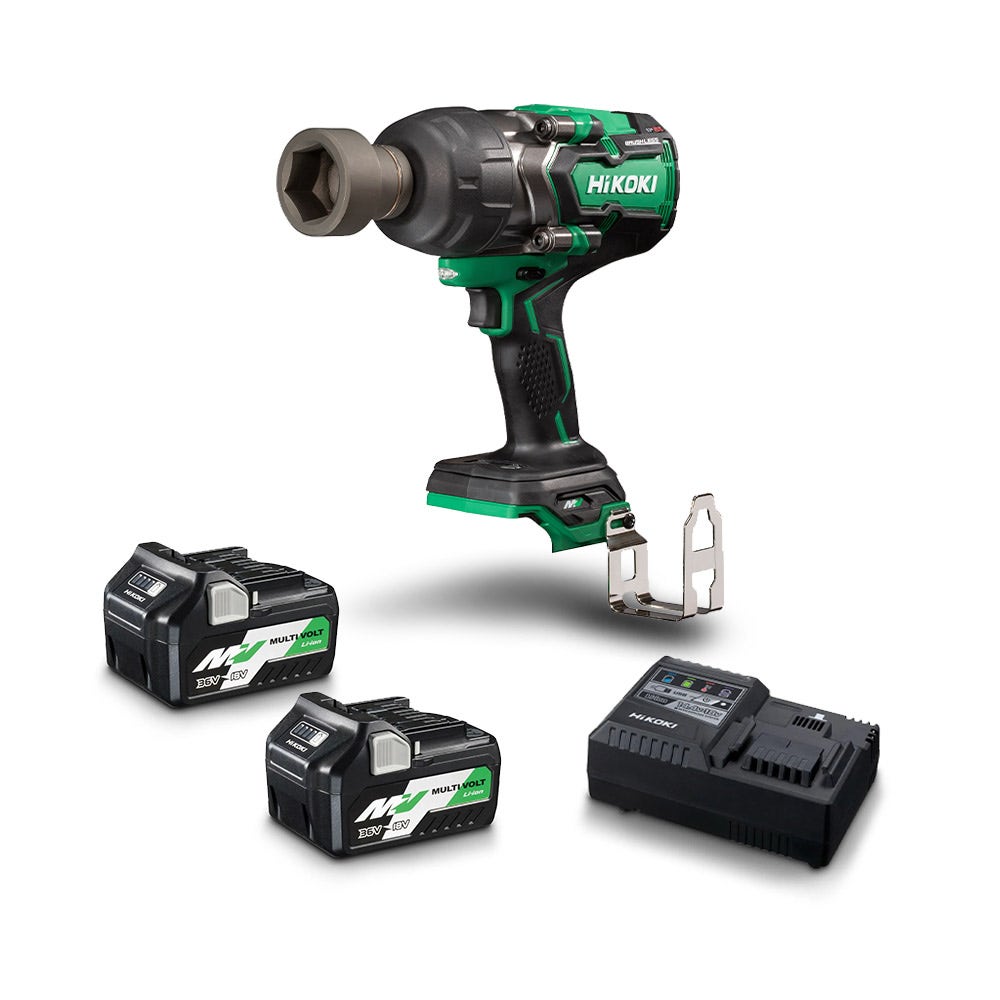 Kit de chave de impacto HIKOKI 36V sem escova 19mm 2 x 5.0/2.5Ah WR36DF(HRZ)