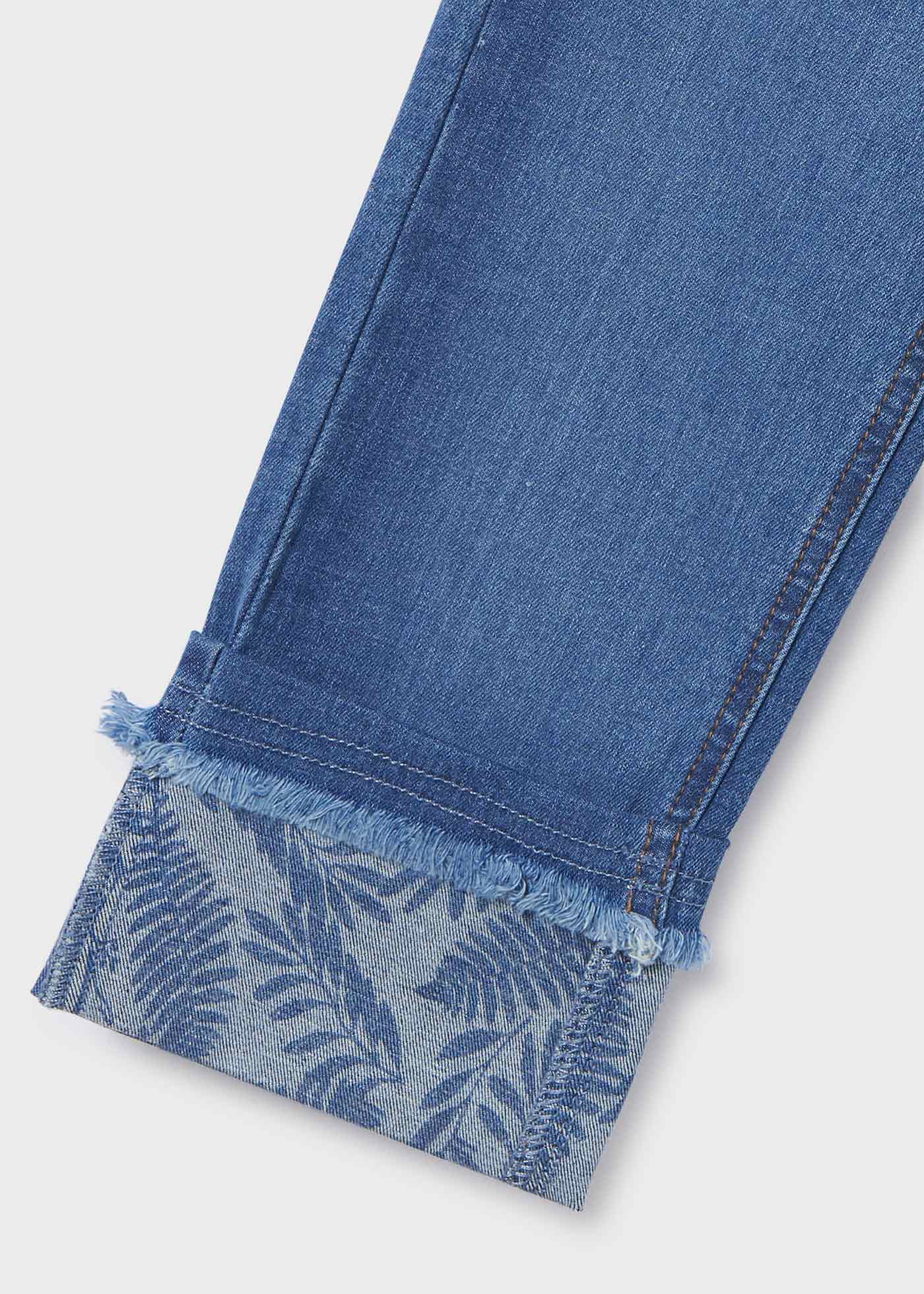 Calça jeans cropped de algodão para meninas