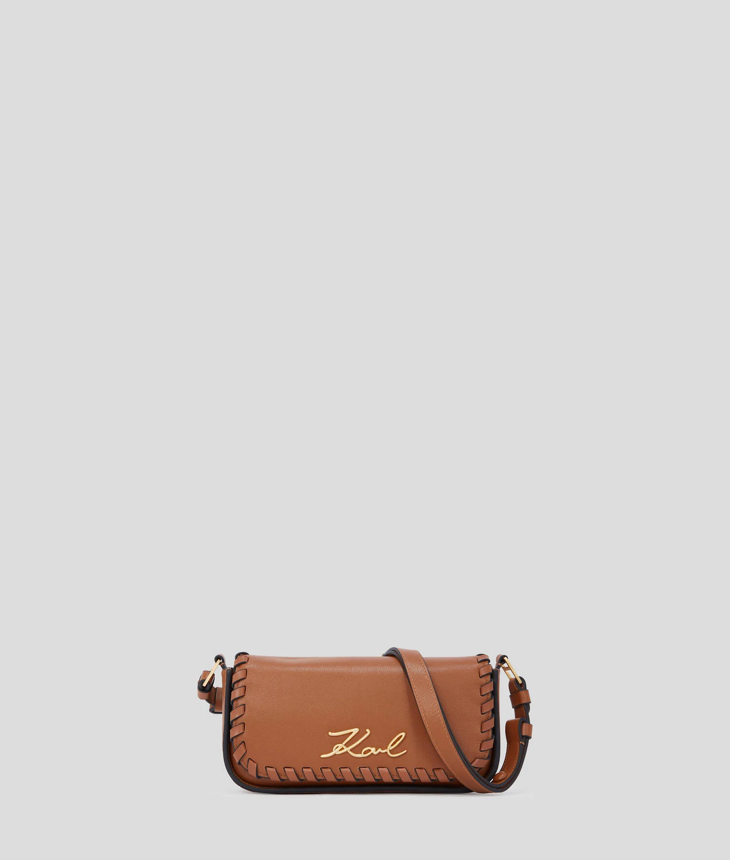 SAC BANDOULIÈRE AVEC SURPIQÛRES K/SIGNATURE - Tan foncé