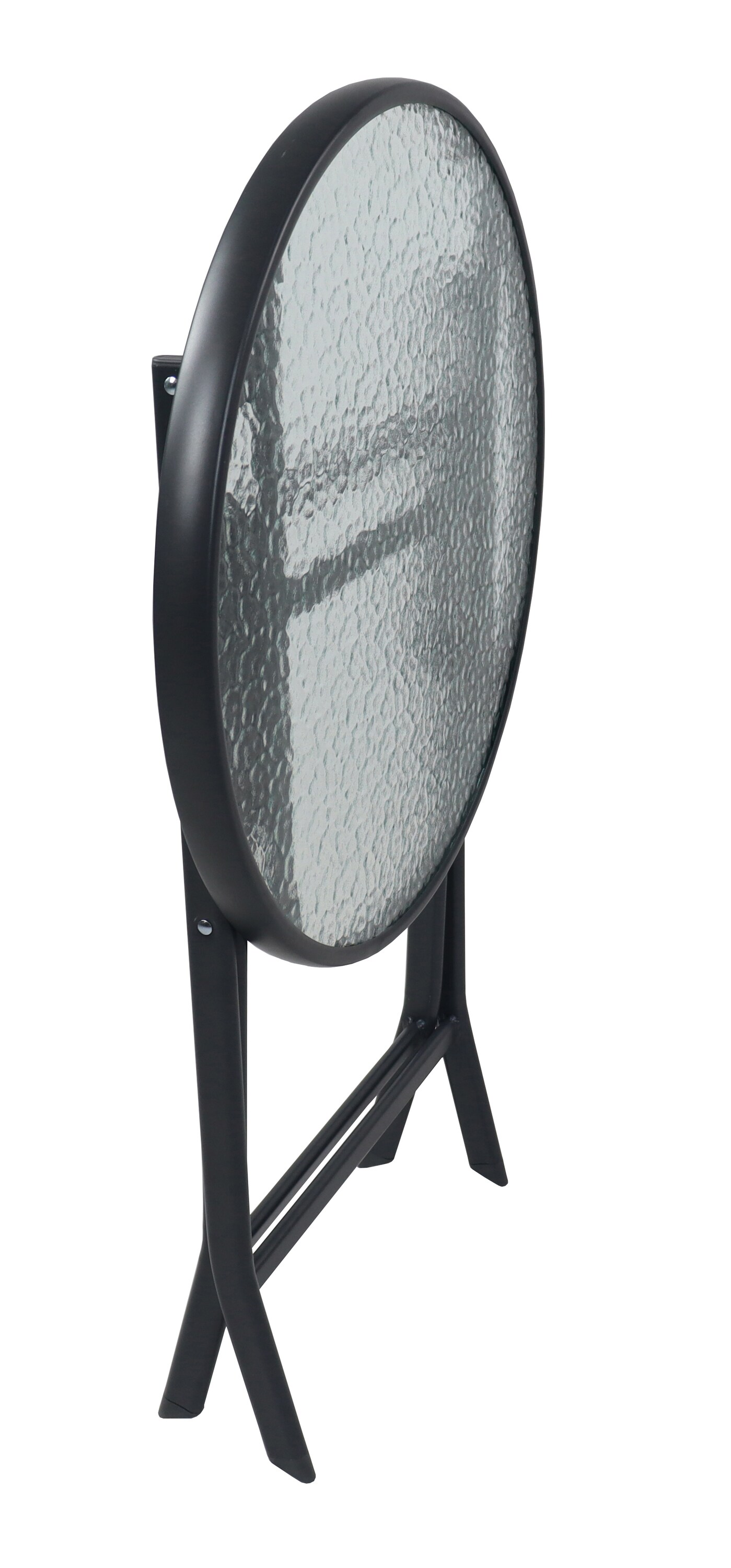 VCM Bistrotisch runder Balkontisch Gartentisch Glasplatte klappbar Tisch Garten Camping 55 cm Ø Sonlas