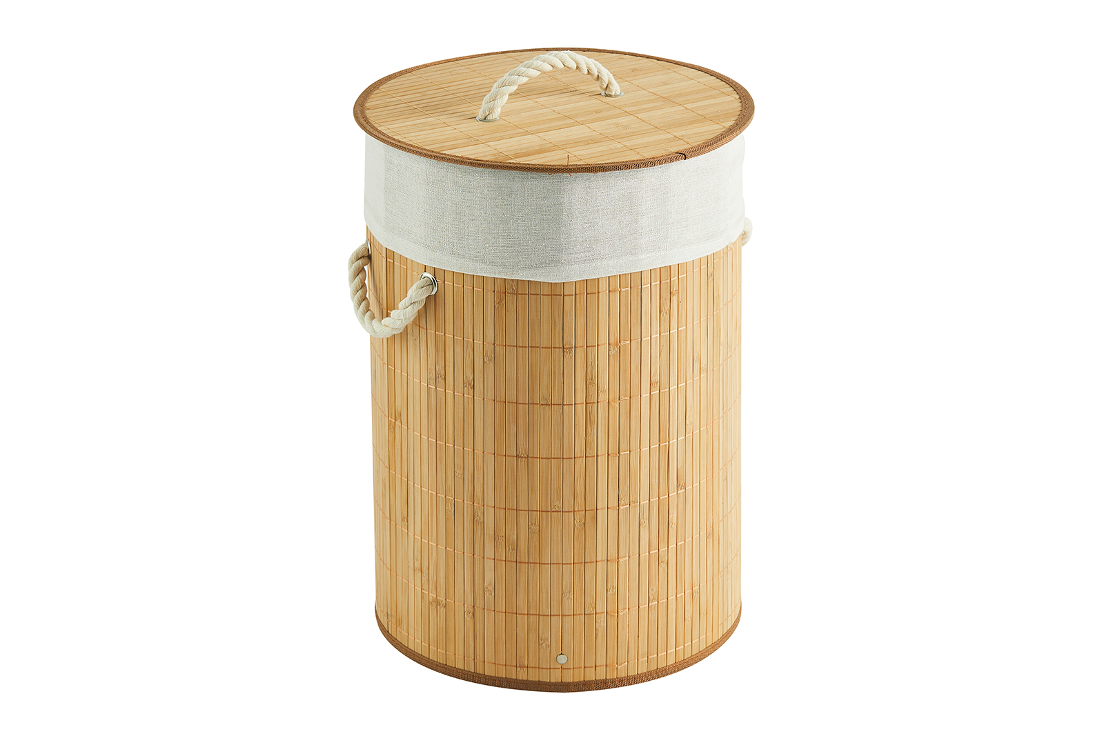 Rib skittentøyskurv Lakkert bambus. H50 cm