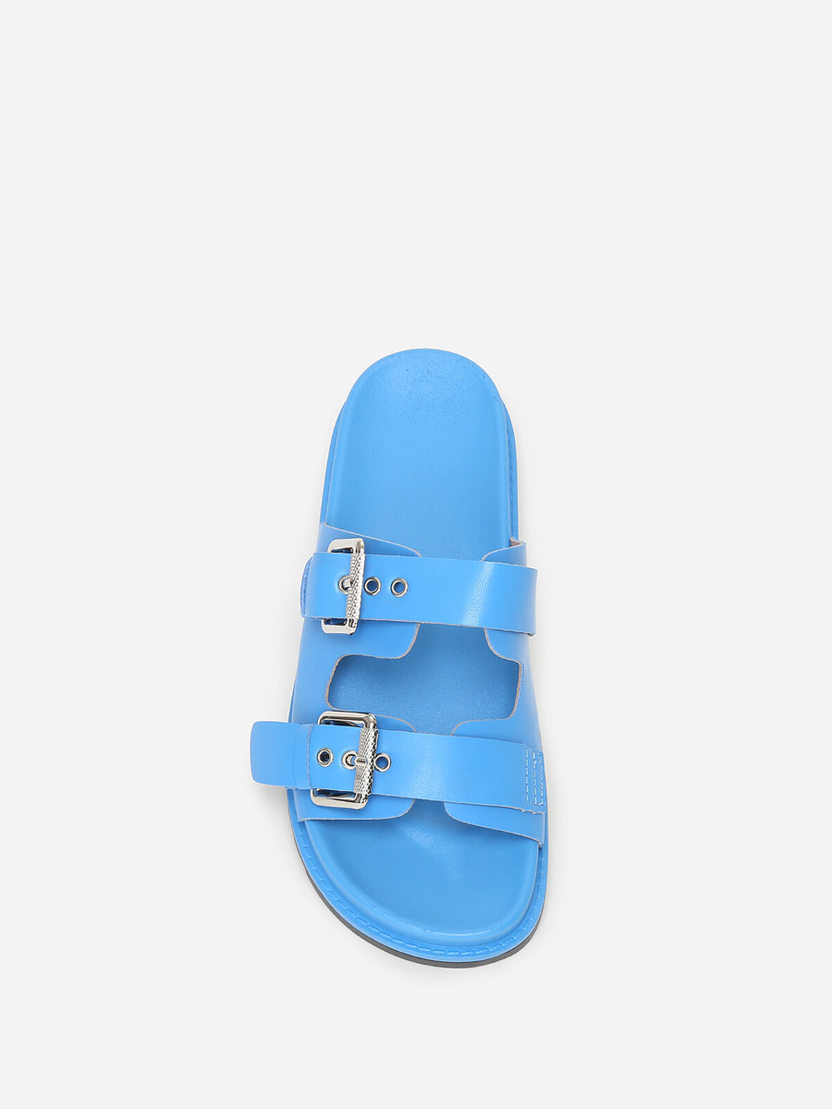Mules avec brides à boucles- Bleu