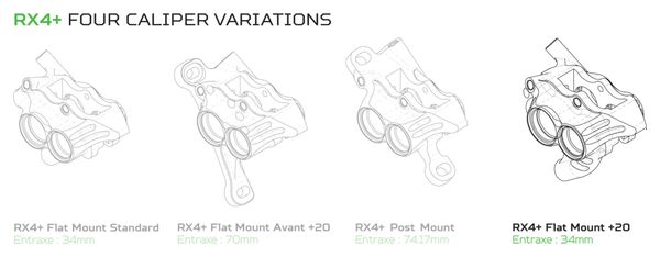 Etrier Arrière Hope RX4  Flat Mount   20 mm Shimano Minérale Orange HBSPC78C