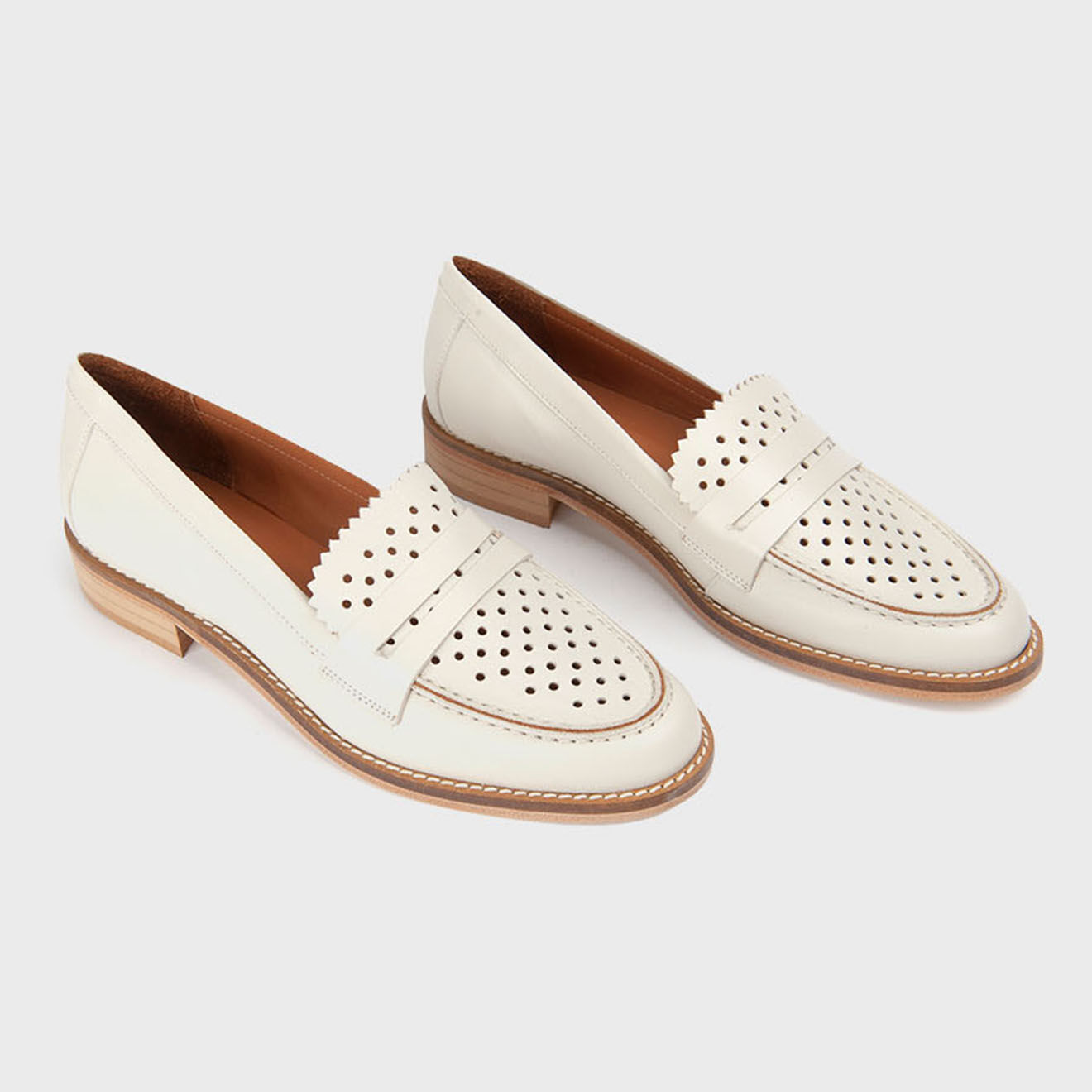 Anaki Mocassins en Cuir Tatiana blancs