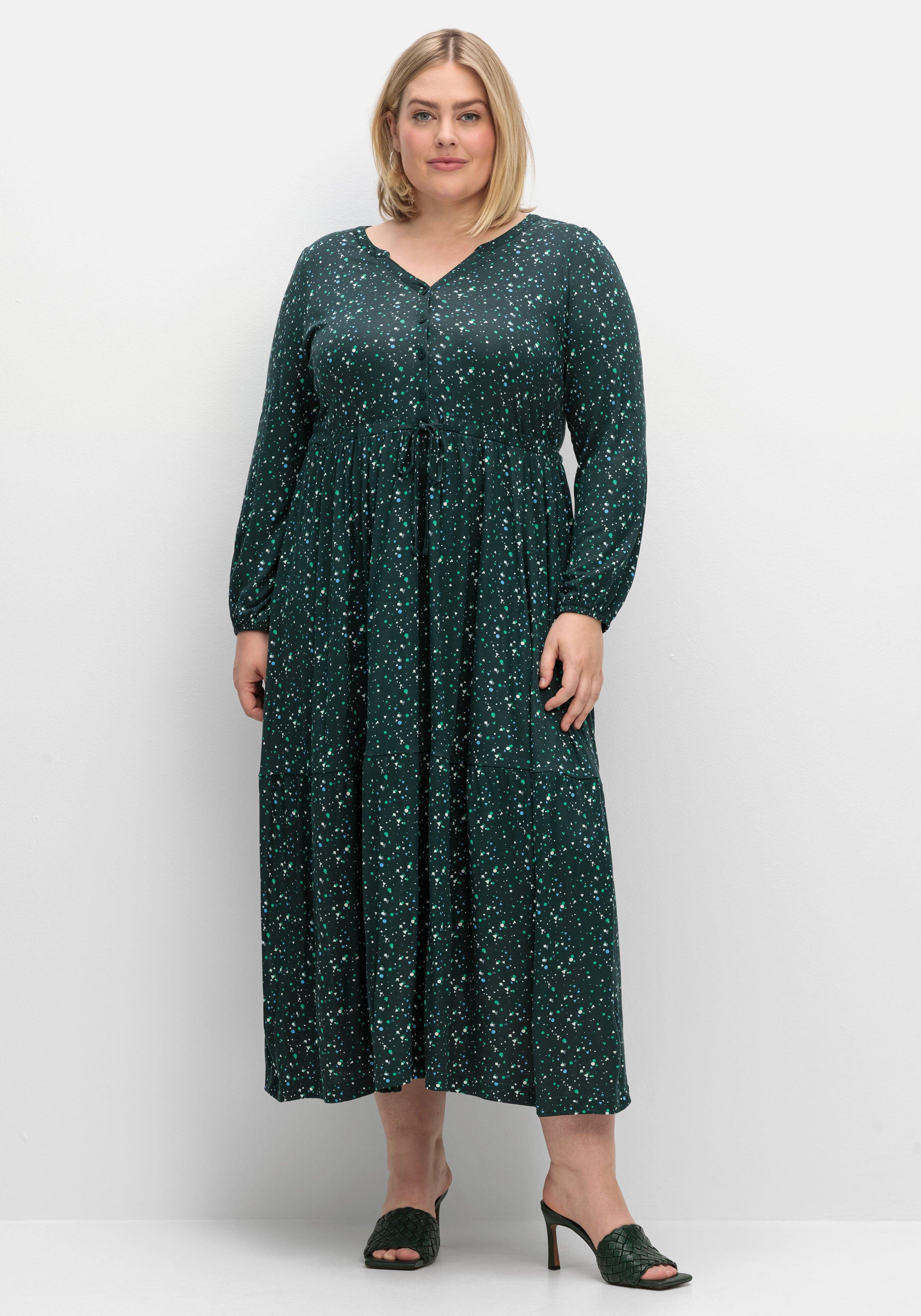 Jerseykleid mit Minimalprint und Taillen-Tunnelzug