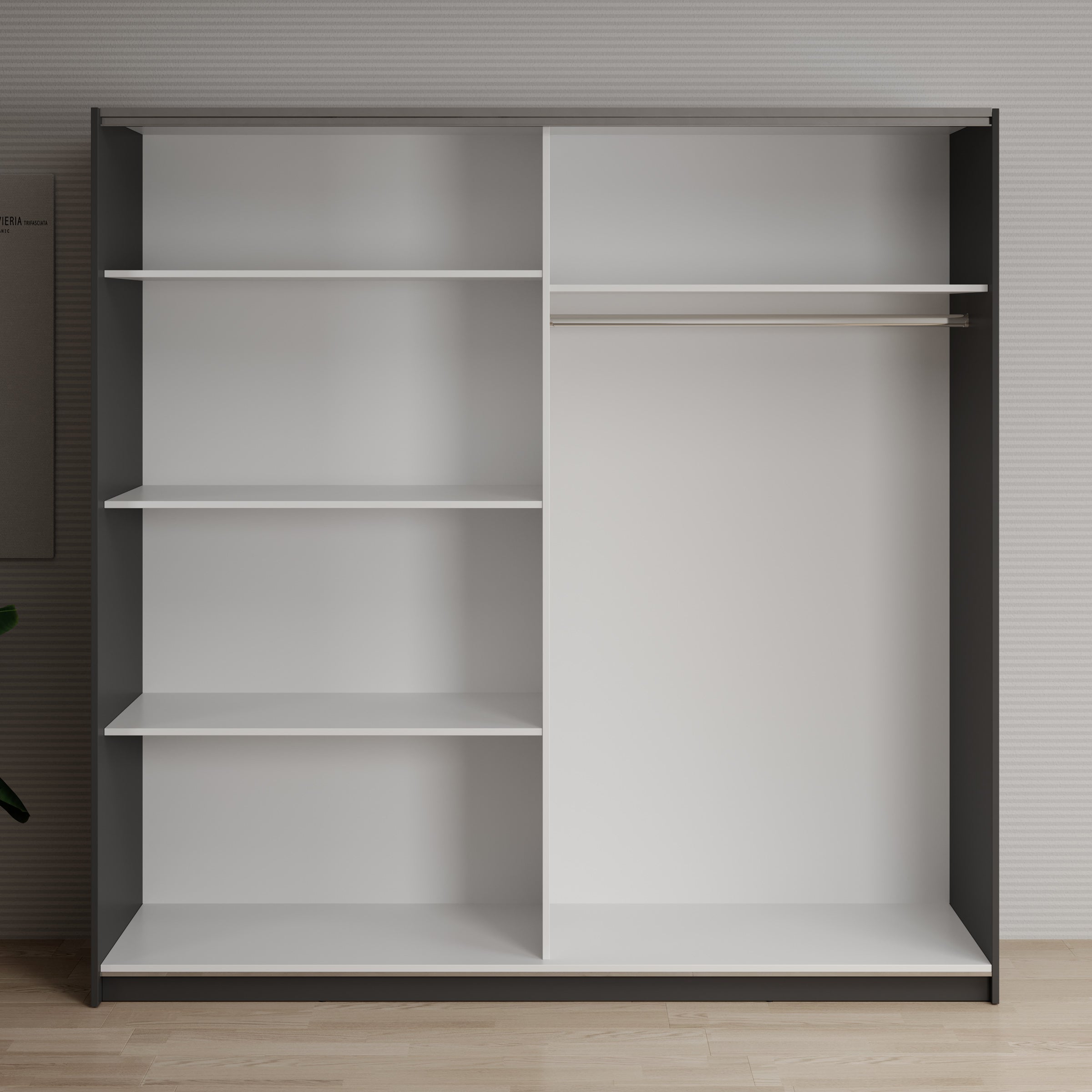 Deliryon - Kledingkast met schuifdeuren - Zwart - 200x62x199 cm