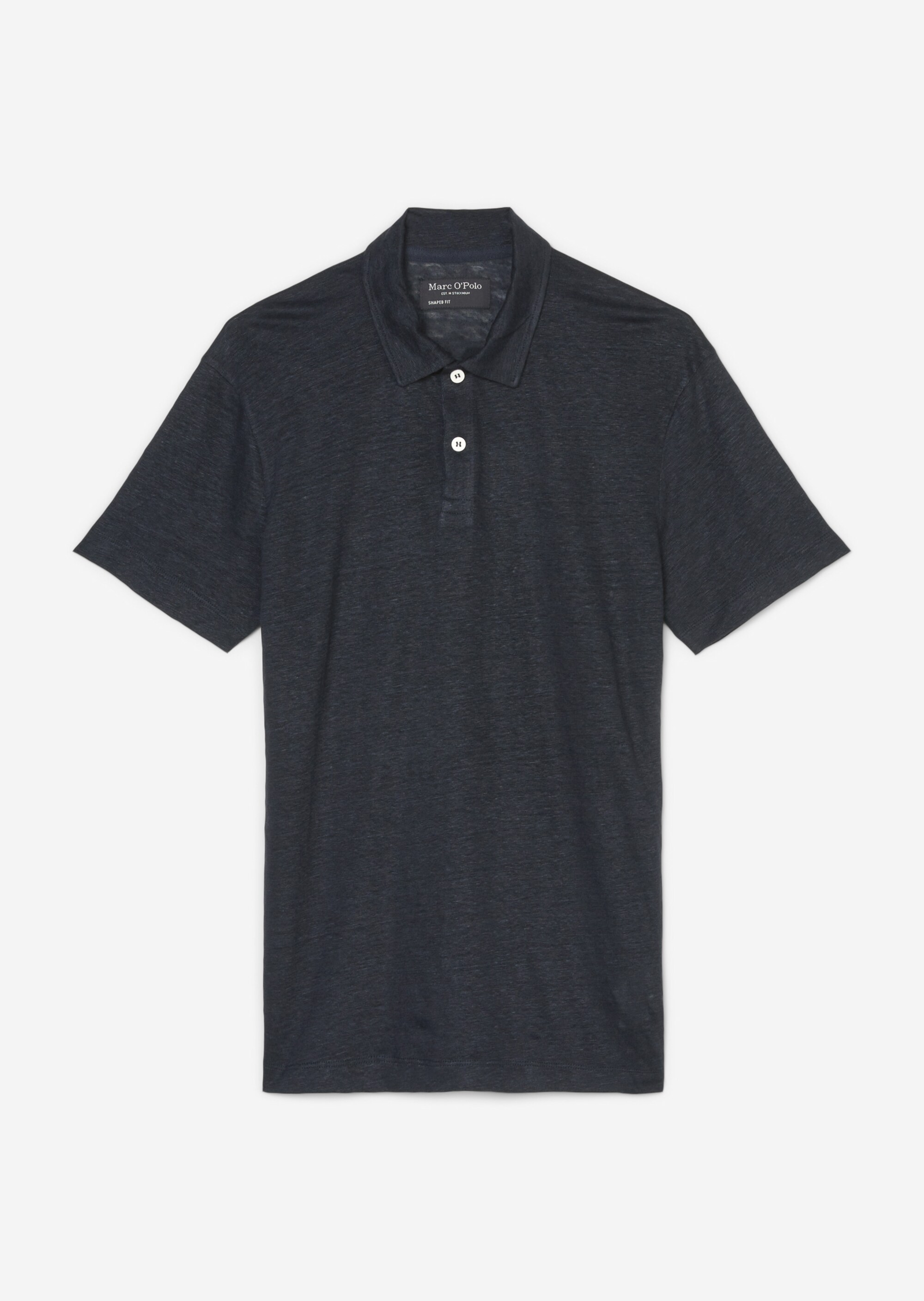 Kurzarm-Poloshirt shaped aus reinem, europäischem Leinen