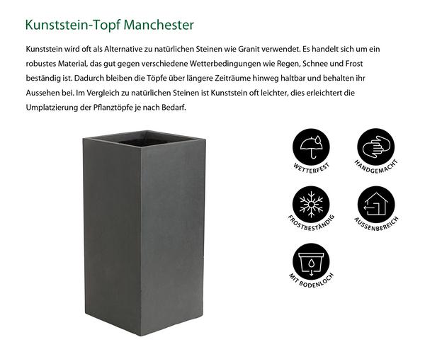 Dehner Kunststein-Topf Manchester, quadratisch
