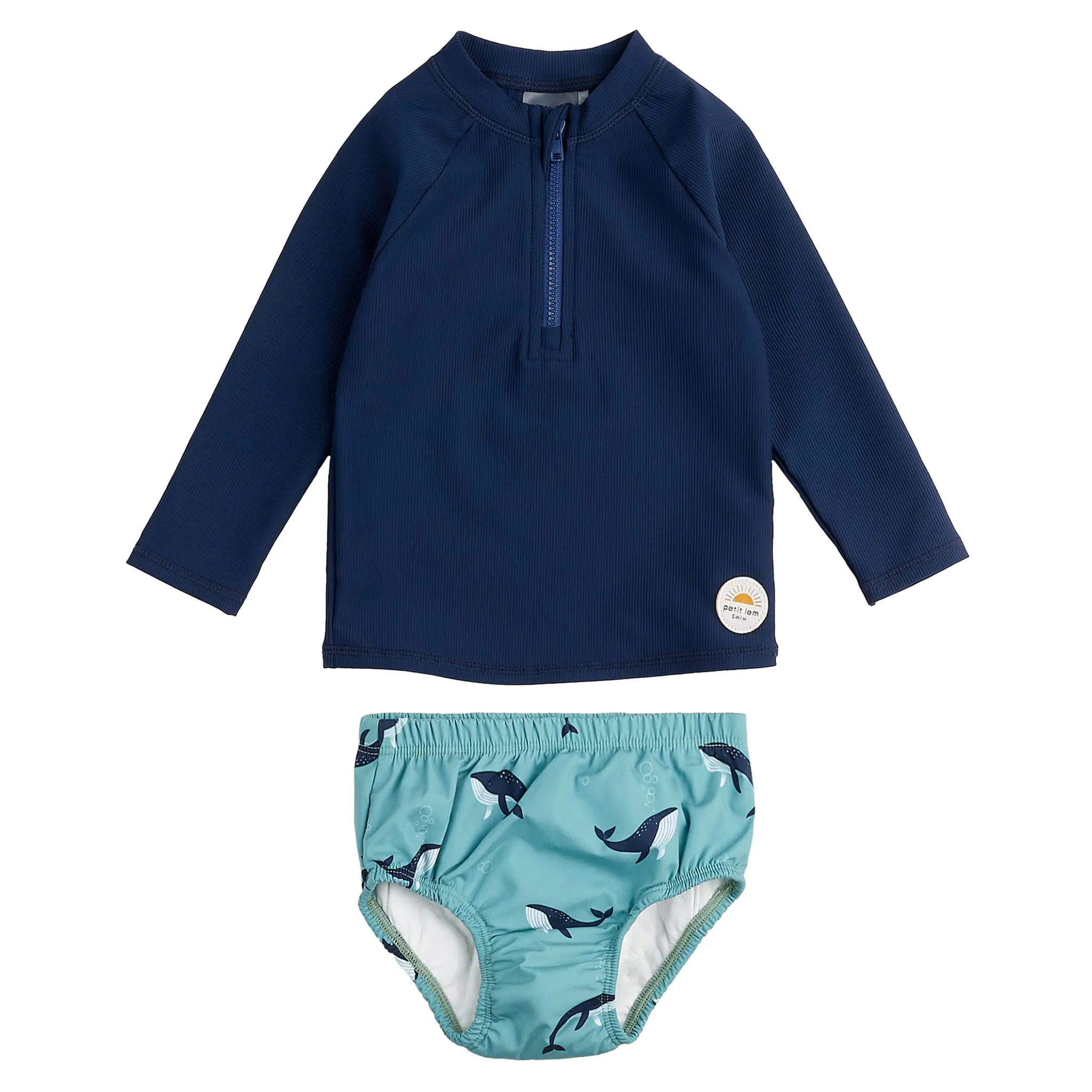 Petit Lem Maillot UV Manches Longues 2 Pièces Baleines 0-24mois