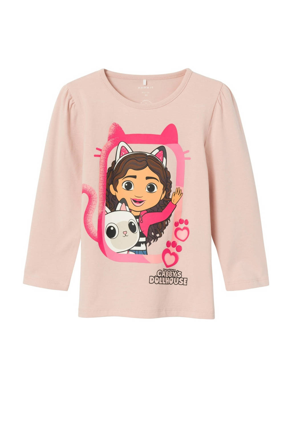 NAME IT Gabby Cats longsleeve NMFNESSIE met printopdruk lichtroze