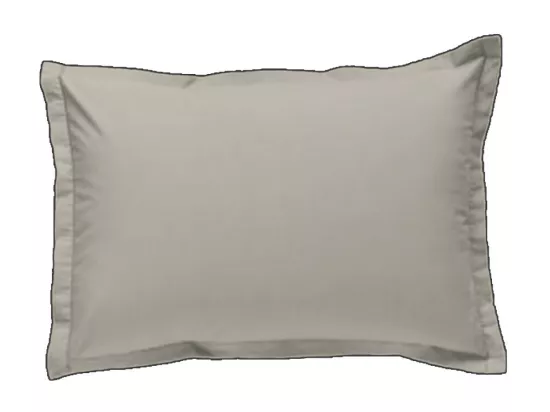 Lot de 2 taies d'oreiller unies en coton finition bourdon beige 50x70cm