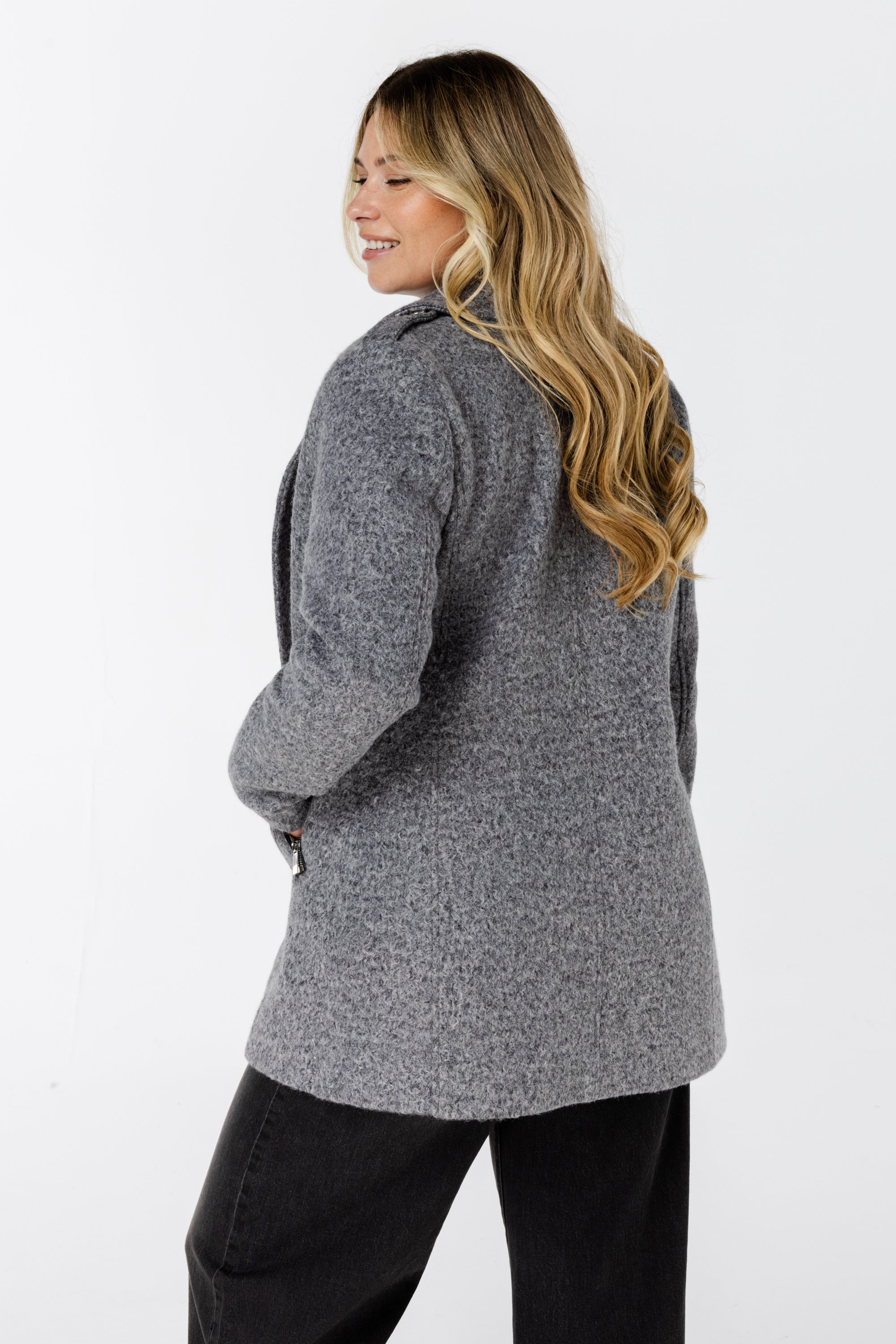 Jas met ritssluiting dark grey melange
