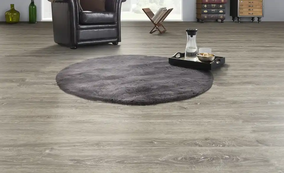 como Hochflorteppich Ø 120 cm Grau