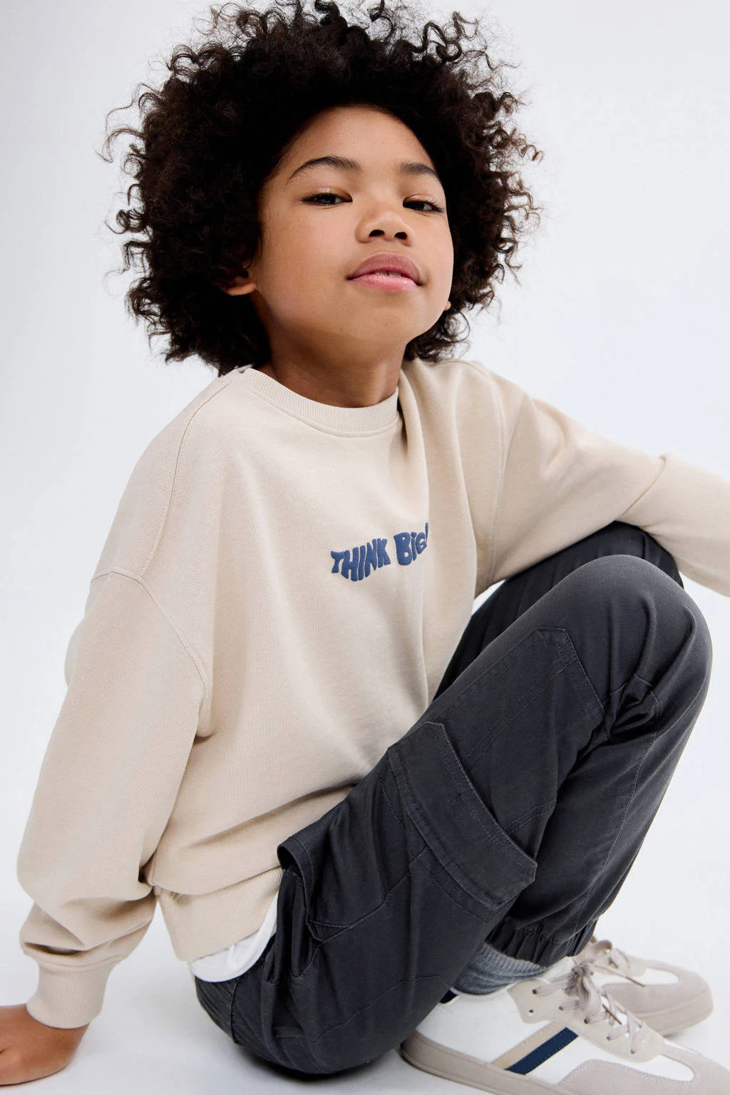 Mango Kids tapered cargo broek marine